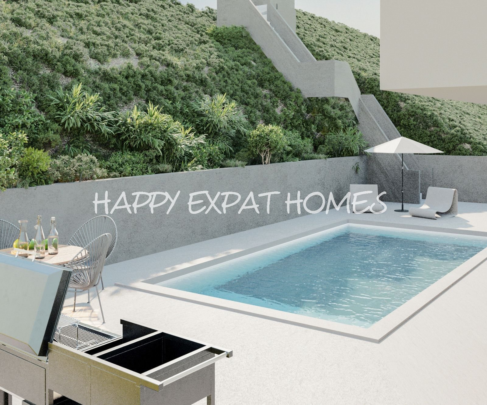 Unvollendetes freistehendes Passivhaus in Mas Alba, einer ruhigen Wohngegend direkt hinter Sitges, nahe dem Handelsbereich mit Aldi und Lidl. Administ