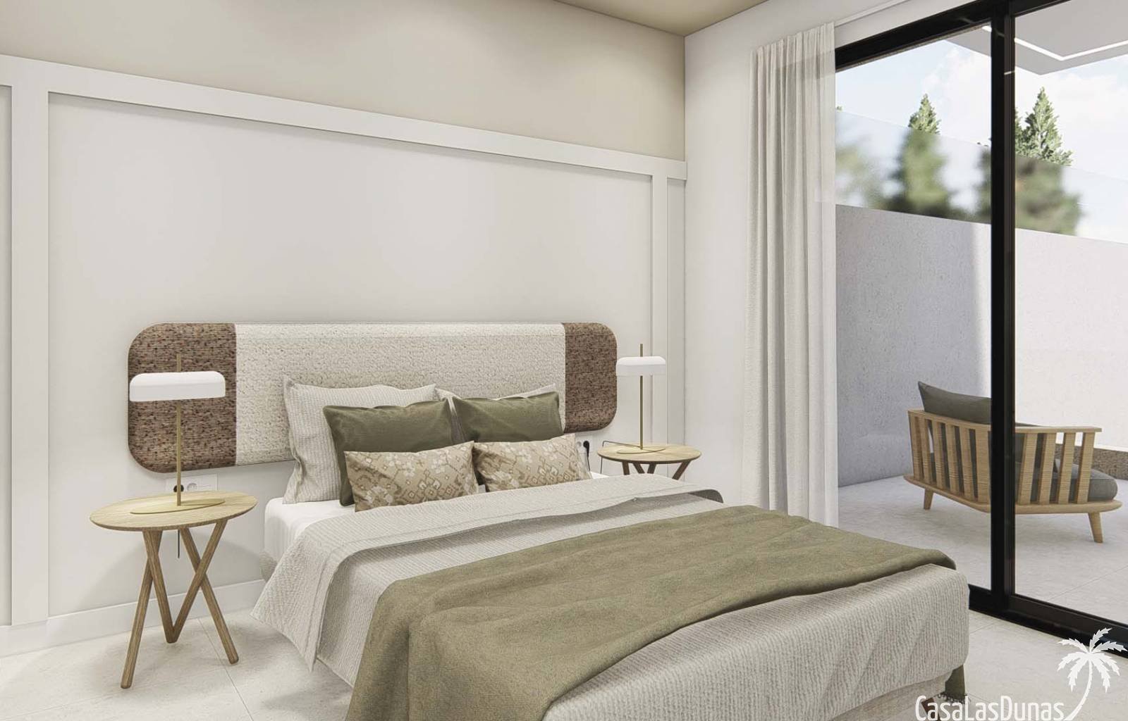  Diese wunderschönen Doppelhaushälften befinden sich in einem Dorf in der Nähe der Urbanisation La Marina, nur 7 Kilometer von den weitläufigen Sandst