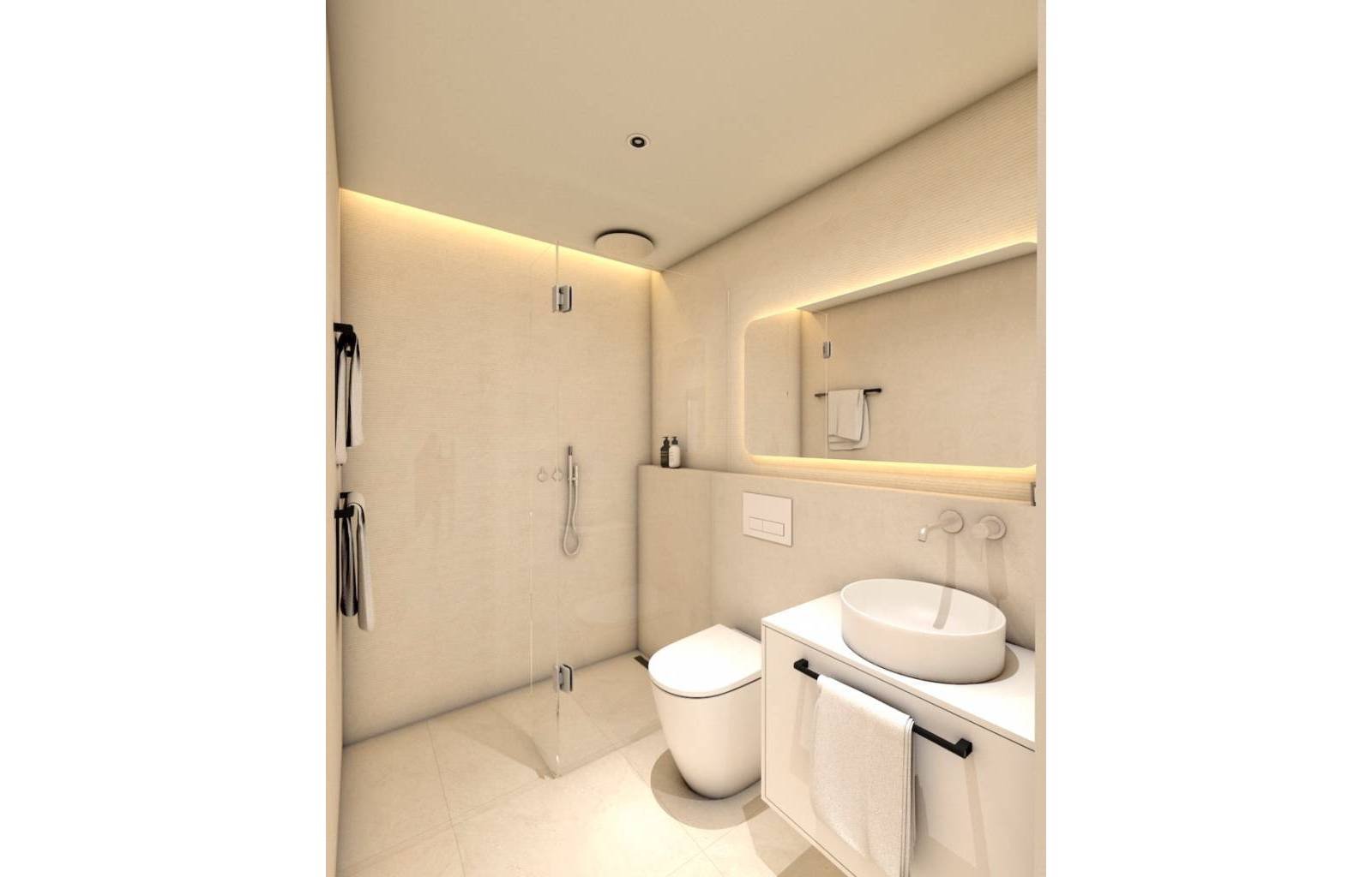  Im Erdgeschoss befinden sich 2 weitere Wohnungen mit Terrasse, großem Garten und privatem Pool. Diese Apartments verfügen außerdem über 3 Schlafzimme