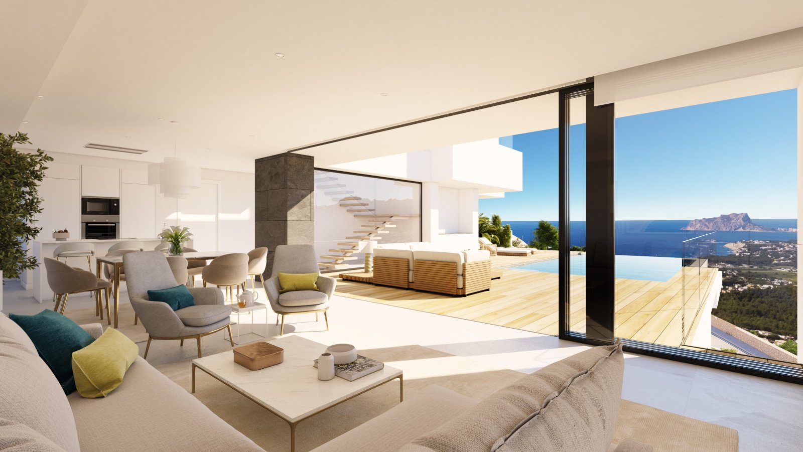  In der exklusiven Gegend von Cumbre del Sol gelegen, bietet diese Villa ein einzigartiges Wohnerlebnis mit Meerblick. Die Immobilie befindet sich nur