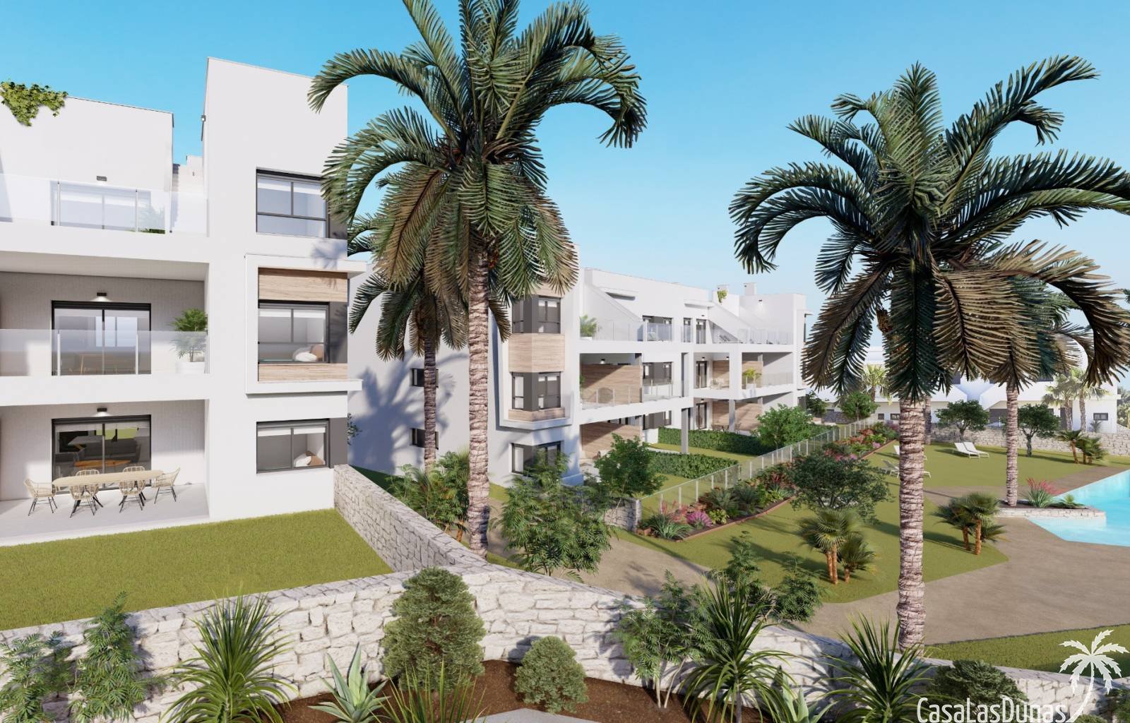  Dieses besondere Projekt besteht aus 51 Golfhäusern in erster Meereslinie, verteilt auf 17 Erdgeschosswohnungen + Garten, 17 Erdgeschosswohnungen + T