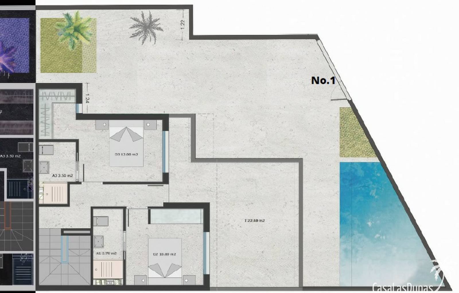  Diese Doppelhaushälften liegen nur 10 Gehminuten vom Strand Mar Menor entfernt. Das Haus ist innen sehr geräumig und verfügt über große Terrassen. Es