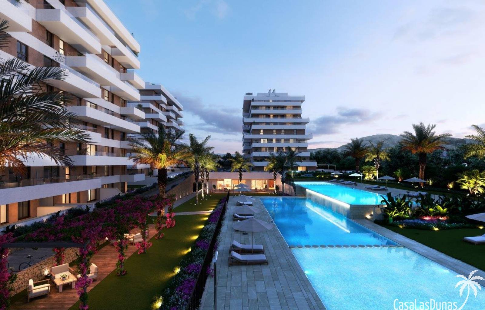 Villajoyosa:  Neubau-Apartmentkomplex in Villayojosa, nur 450 Meter vom Meer entfernt. Moderne Apartments mit 2 und 3 Schlafzimmern, offener Küche mit Wohnzimmer,  