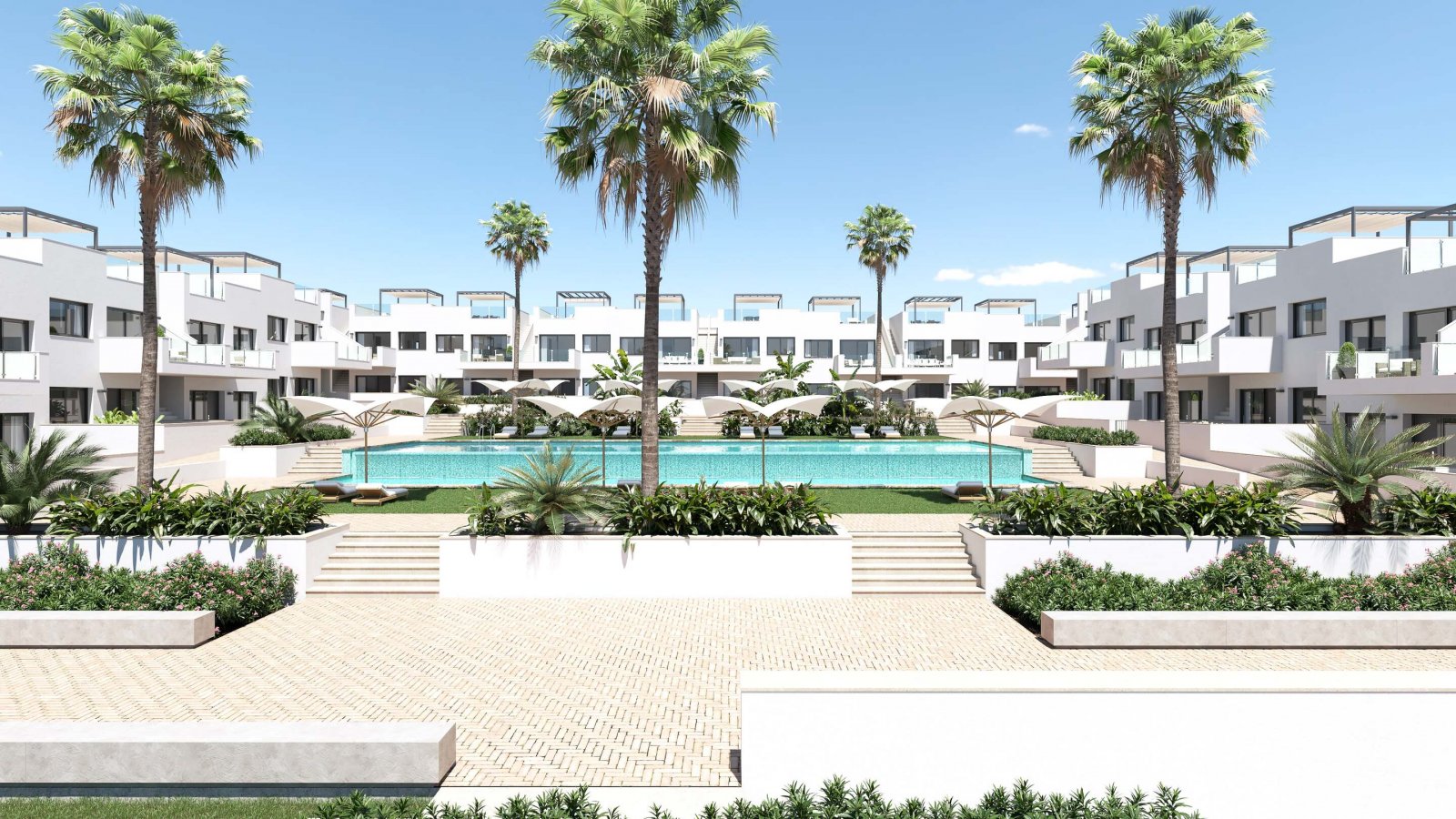  In der charmanten Stadt Torrevieja gelegen, bietet dieser Wohnkomplex eine Auswahl von 34 High-Bungalow- und Low-Bungalow-Immobilien. Diese Wohnungen