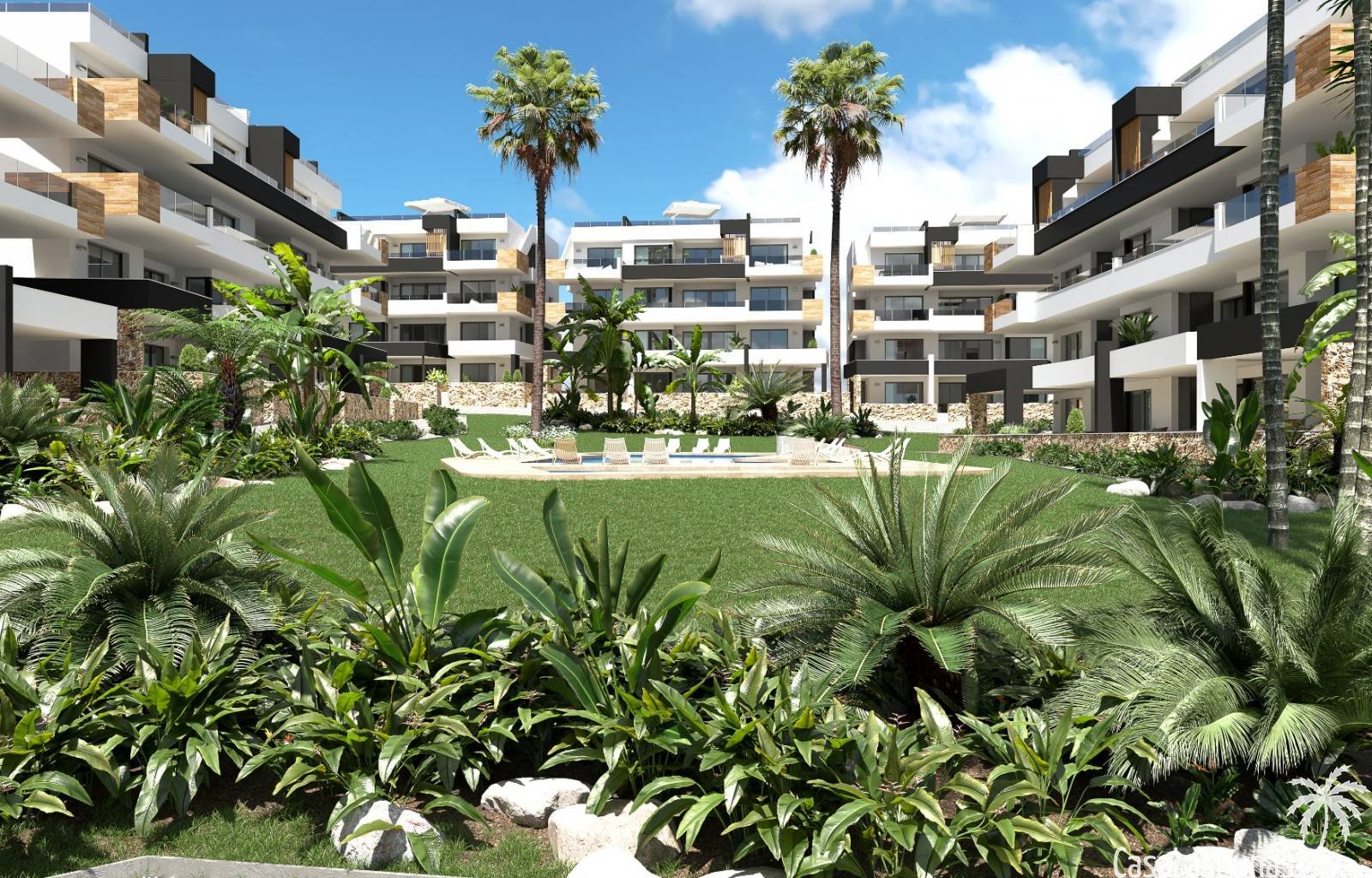  Diese neue Wohnanlage besteht aus 106 Wohnungen mit großen Terrassen. Komplett eingerichtete Apartments mit 2 Schlafzimmern und 2 Bädern und Penthäus