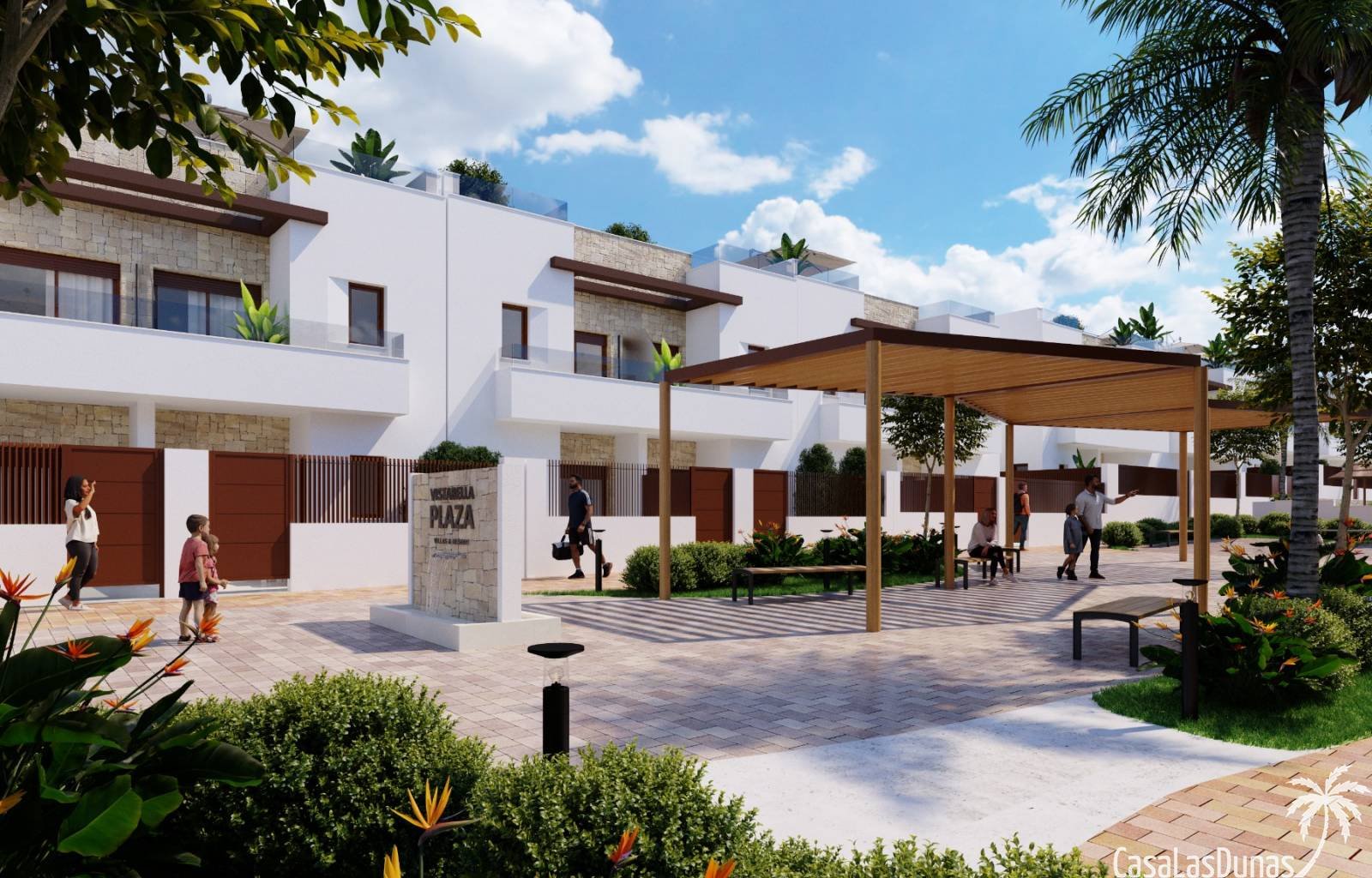  Im Vistabella Golf Resort wird derzeit am nächsten Neubau gearbeitet, der aus einstöckigen Reihenhäusern mit 2 Schlafzimmern (CLD-2916NB), zweistöcki