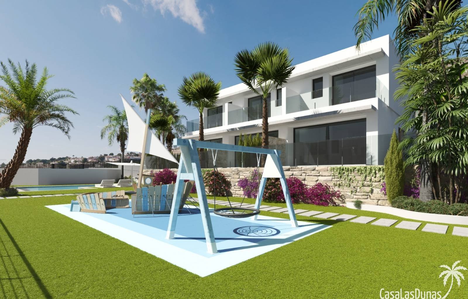  In der lebhaften Gegend von Finestrat, in der Nähe von Benidorm, befindet sich dieser brandneue Komplex. Die großzügigen Reihenhäuser verfügen über 3