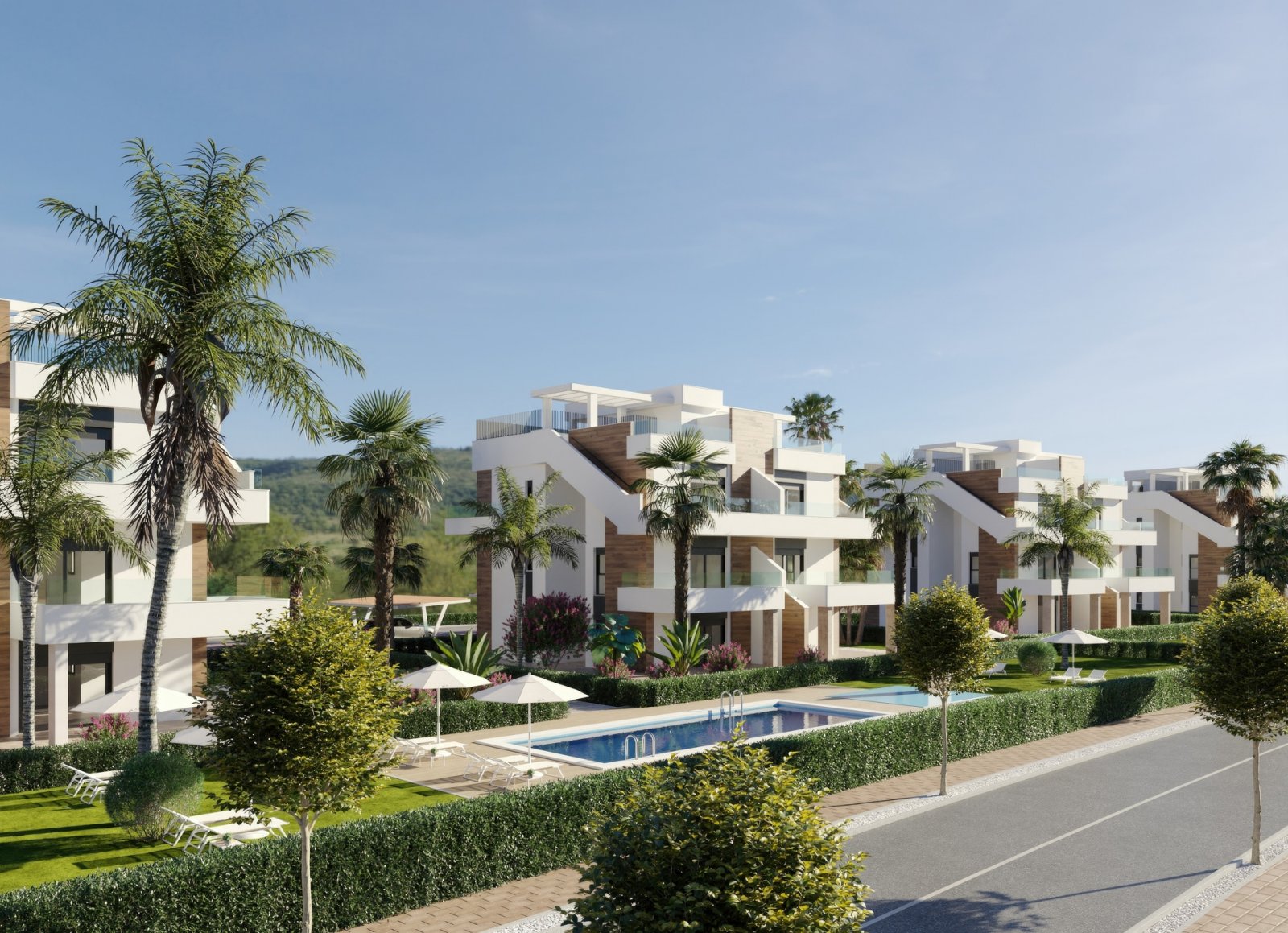  In der prestigeträchtigen Umgebung des Hacienda del Álamo Golf gelegen, bietet diese exklusive Wohnanlage eine Auswahl von 26 Immobilien, die darauf 
