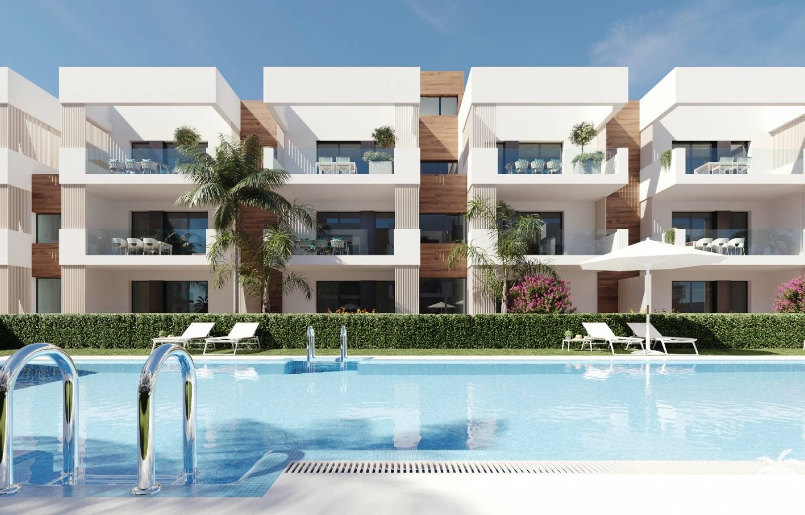  In San Pedro del Pinatar entstehen Wohnungen mit 2 oder 3 Schlafzimmern und 2 Bädern. Informationen zu Apartments mit 3 Schlafzimmern finden Sie in u