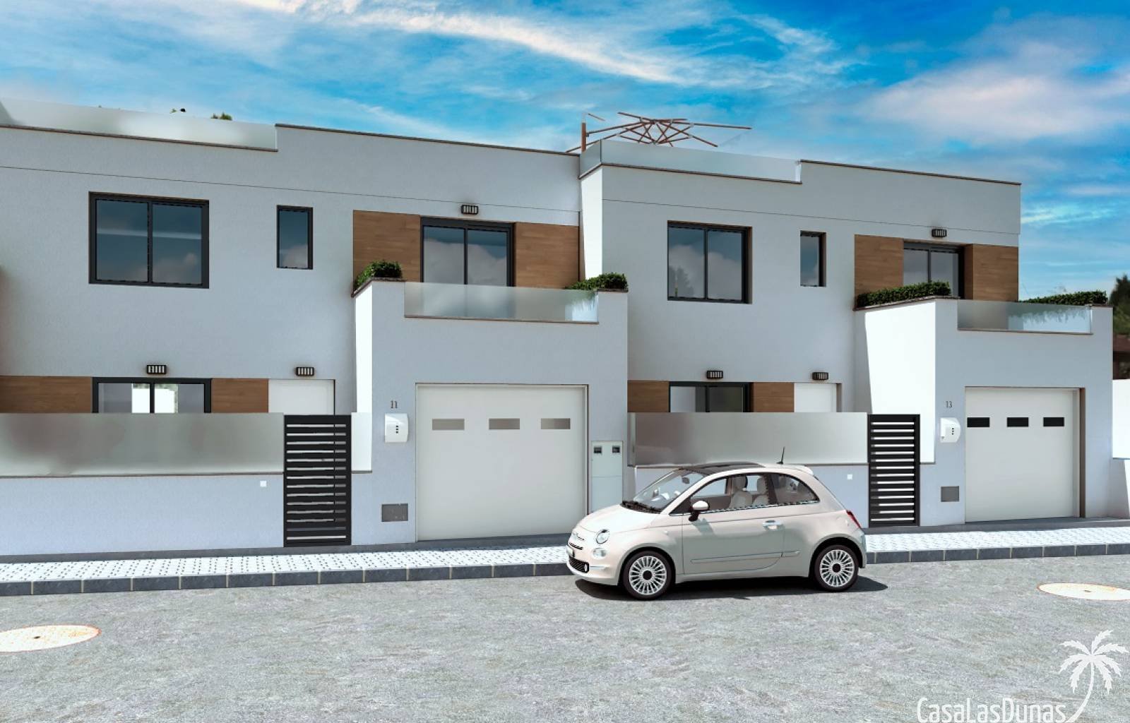 Los Belones:  In diesem kleinen Dorf in der Nähe des Mar Menor finden Sie dieses kleine Projekt mit nur 5 Villen. Diese Villen mit 3/4 Schlafzimmern und 3 Bädern v 