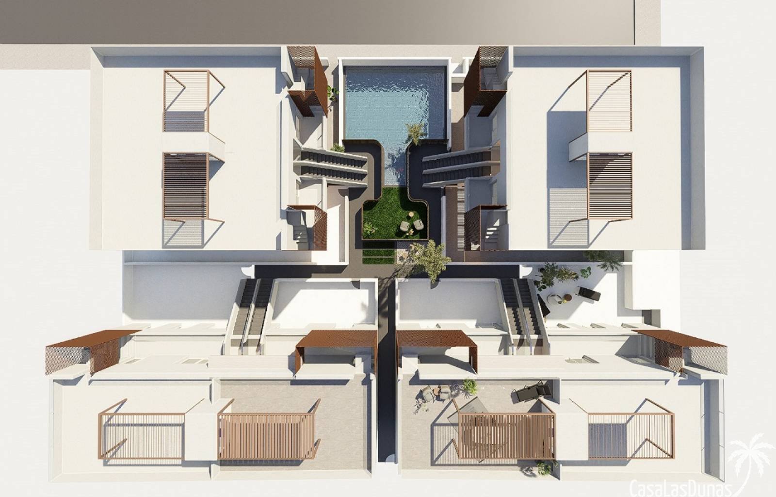  LETZTE VERFÜGBARE WOHNUNG - ERDGESCHOSS MIT 3 SCHLAFZIMMERN
 Dieser kleine Komplex umfasst 16 trendige Bungalows mit zwei oder drei Schlafzimmern. Di