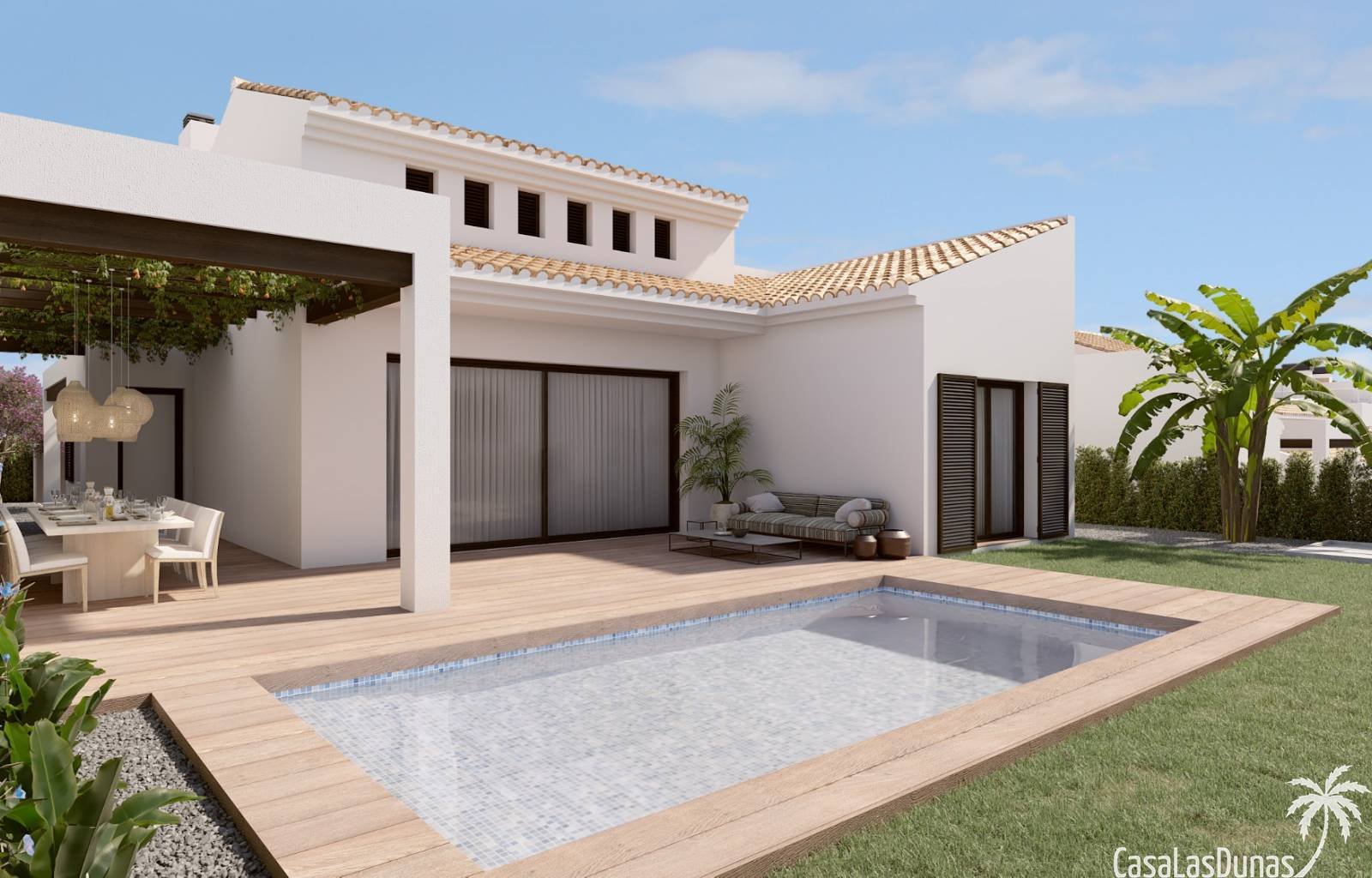 Algorfa:  Fans des traditionellen spanischen Stils werden es lieben! Wir finden dieses Haus etwa 20 Kilometer vom Mittelmeer entfernt, auf einem herrlichen Gol 