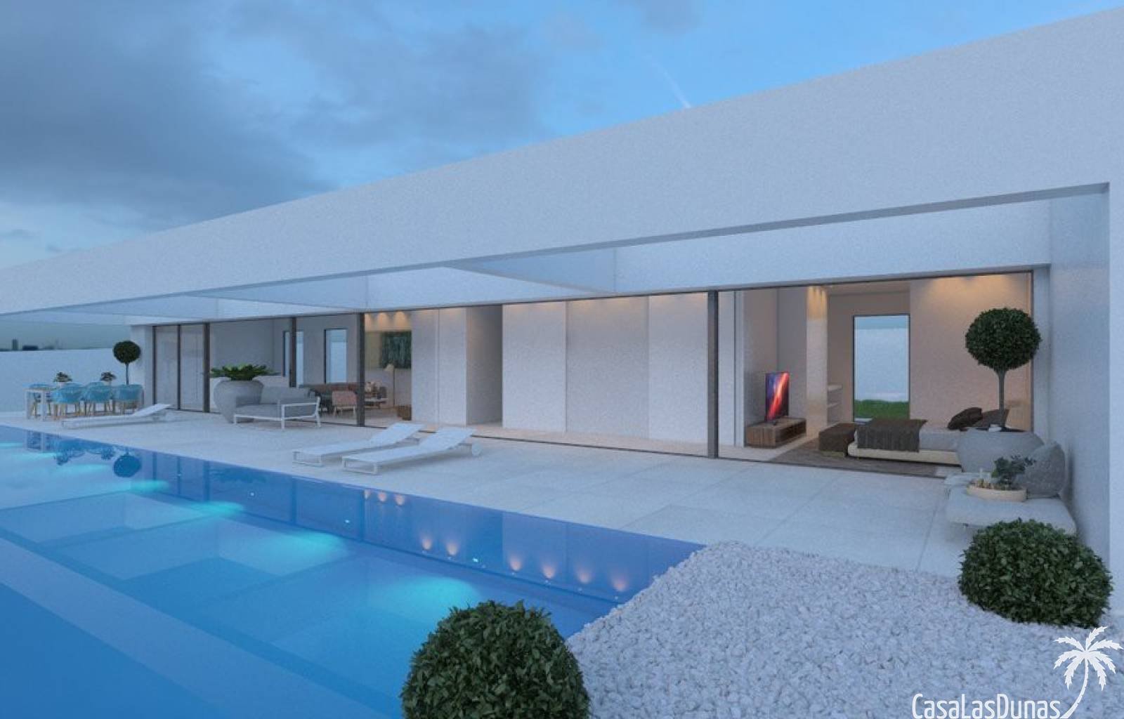  Neue Designervilla im Las Ramblas Golf Club in Villa Martín, einer der schönsten Gegenden von Orihuela Costa! Diese Luxusvilla befindet sich in einer