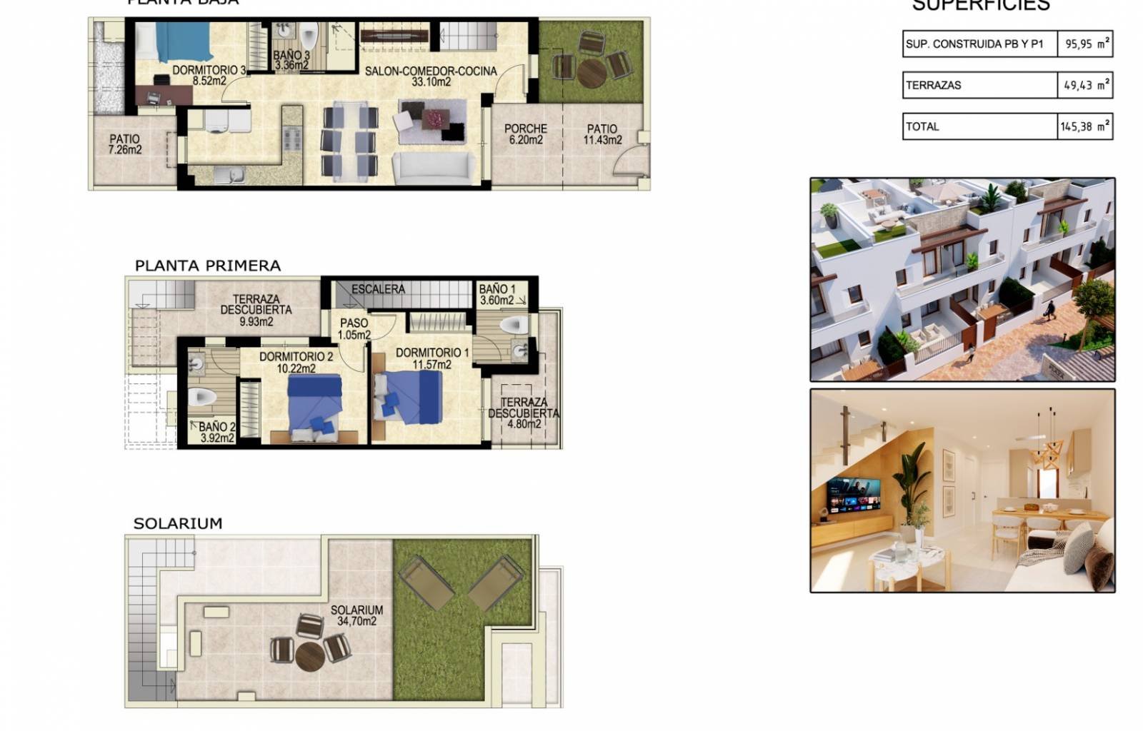  Im Vistabella Golf Resort wird derzeit am nächsten Neubau gearbeitet, der aus einstöckigen Reihenhäusern mit 2 Schlafzimmern (CLD-2916NB), zweistöcki
