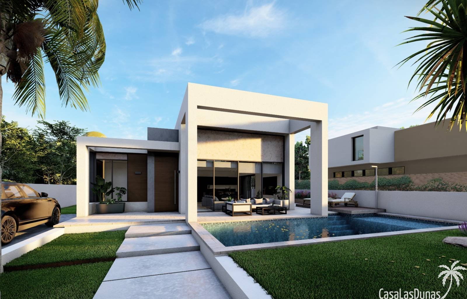  In Ciudad Quesada werden diese wunderschönen neuen Villen gebaut. Es handelt sich um individuelle Villen auf einem Grundstück von 485 m2. Im Haus fin