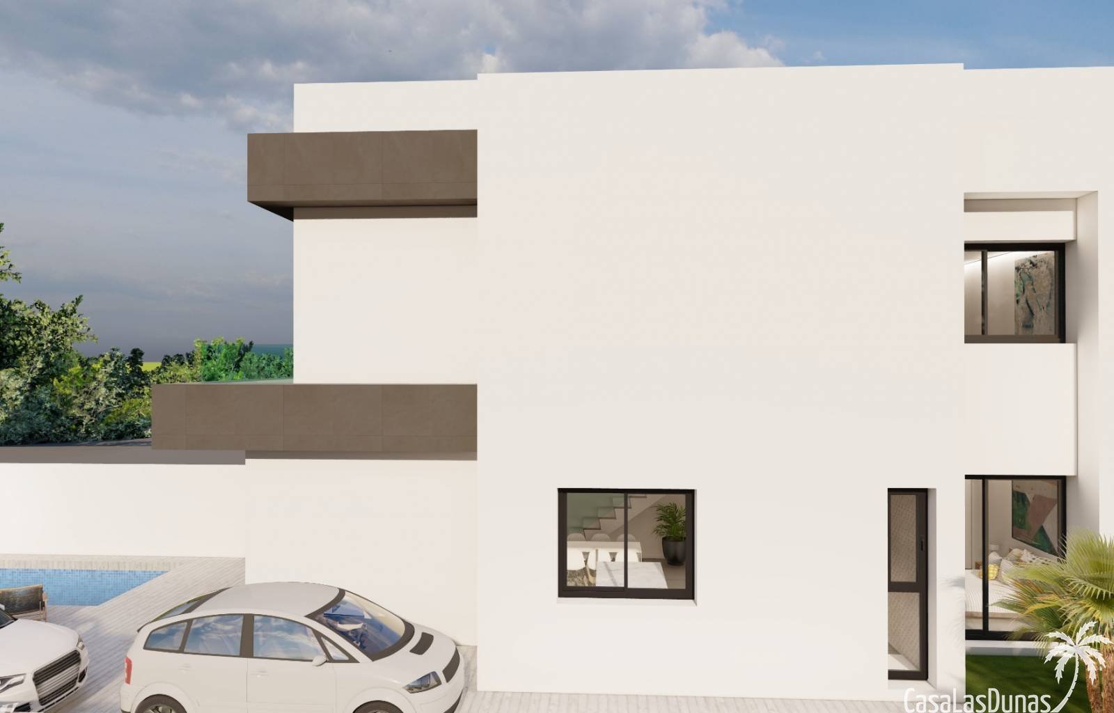 Dieses neue Projekt wird 5 einzelne Villen mit jeweils 3 Schlafzimmern und 3 Bädern umfassen. Das Haus erstreckt sich über zwei Etagen, wobei sich ei