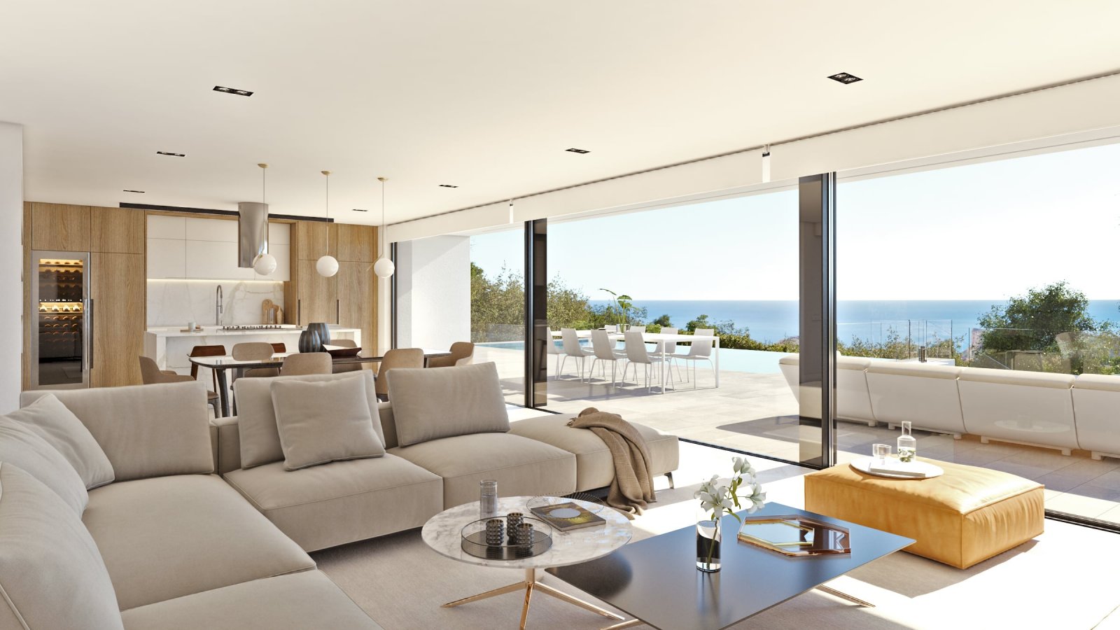 In der exklusiven Gegend von Cumbre del Sol gelegen, bietet diese Villa eine privilegierte Umgebung mit Meerblick. Die Immobilie befindet sich nur 0,