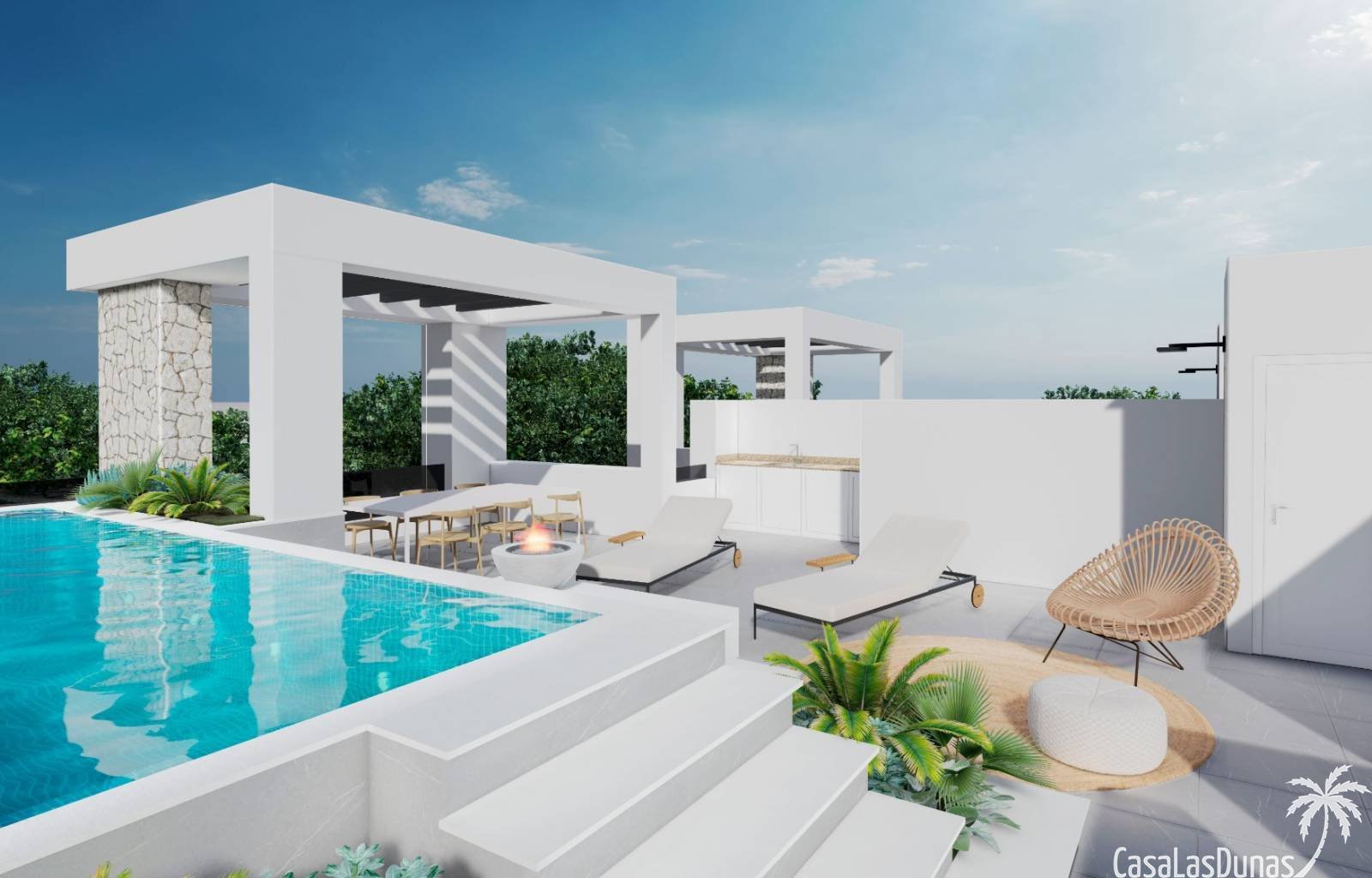  Im paradiesischen Santa Rosalia Resort entstehen 6 Villen mit jeweils 3 Schlafzimmern und 2 Bädern. Im Außenbereich finden Sie eine großzügige Terras