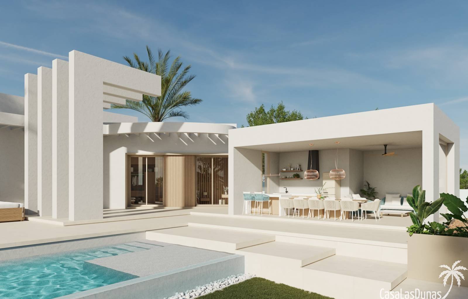  Diese beeindruckende Villa auf einem 1600 m2 großen Grundstück mit vier Schlafzimmern mit eigenem Bad auf einer Etage strahlt Luxus und Platz aus. Mi