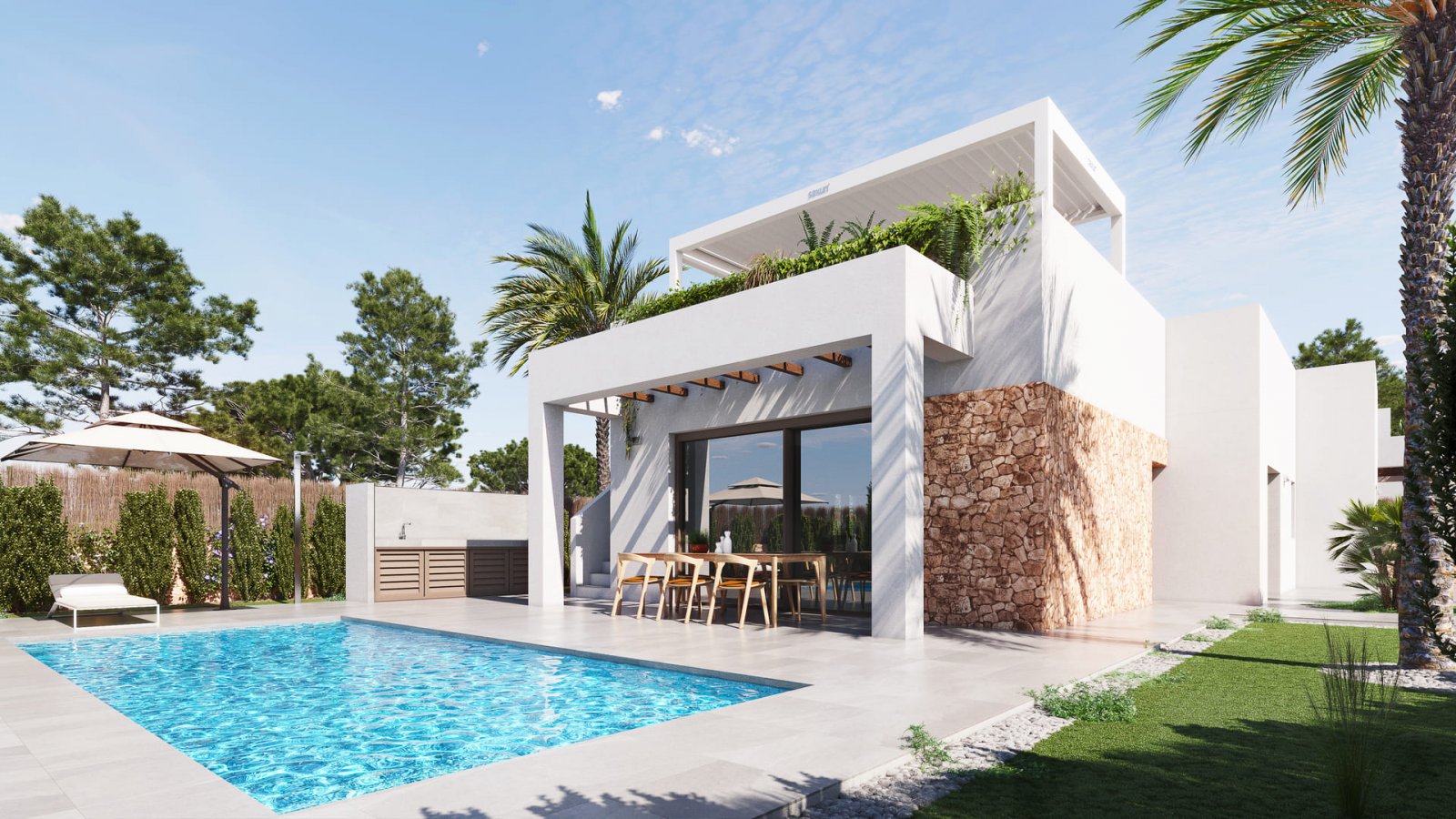  In der wunderschönen Gegend von Orihuela Costa gelegen, bietet dieses freistehende Chalet ein einzigartiges Wohnerlebnis. Nur 3 km vom Meer entfernt,