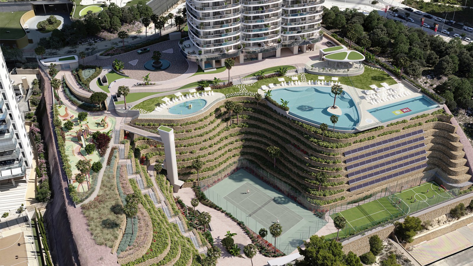 TM Tower befindet sich in Benidorm, nur 150 Meter vom Strand von Poniente entfernt, dem Urlaubsparadies an der Costa Blanca, das international bekann