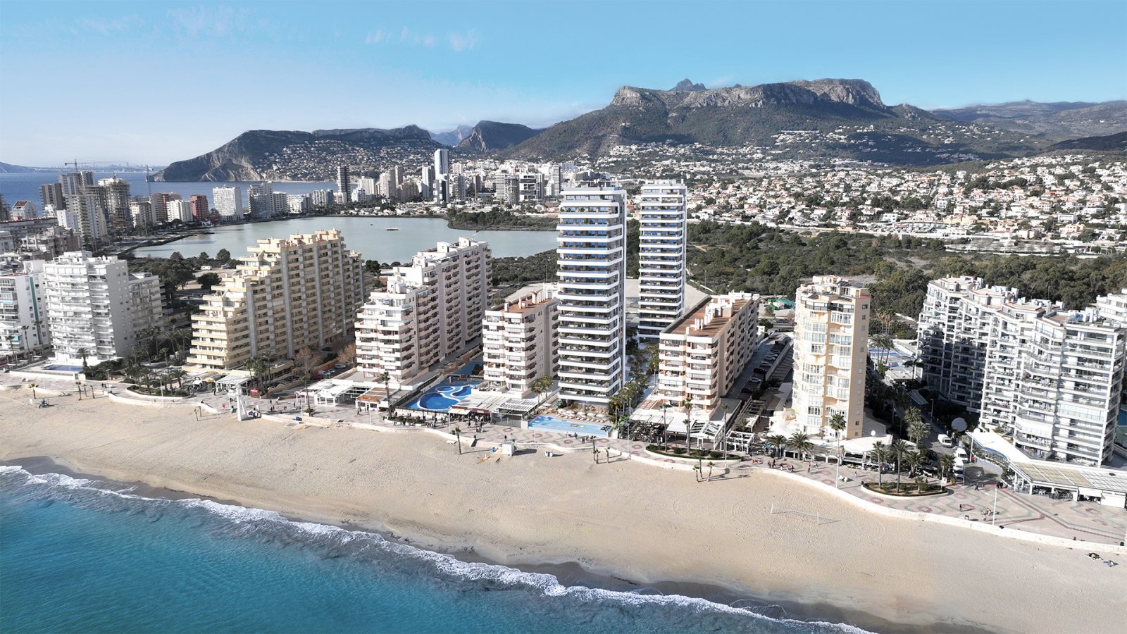 Azure Icons by TM befindet sich in erster Linie des La Fossa-Strandes in Calpe, mit zwei Fußgängerzugängen, einem über die Avenida Juan Carlos I und