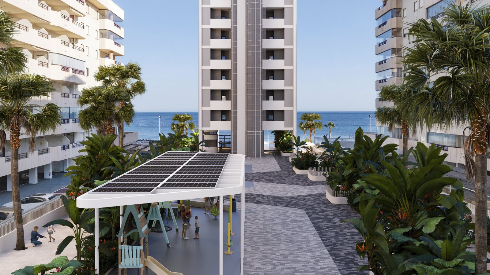  Azure Icons by TM befindet sich in erster Linie des La Fossa-Strandes in Calpe, mit zwei Fußgängerzugängen, einem über die Avenida Juan Carlos I und 