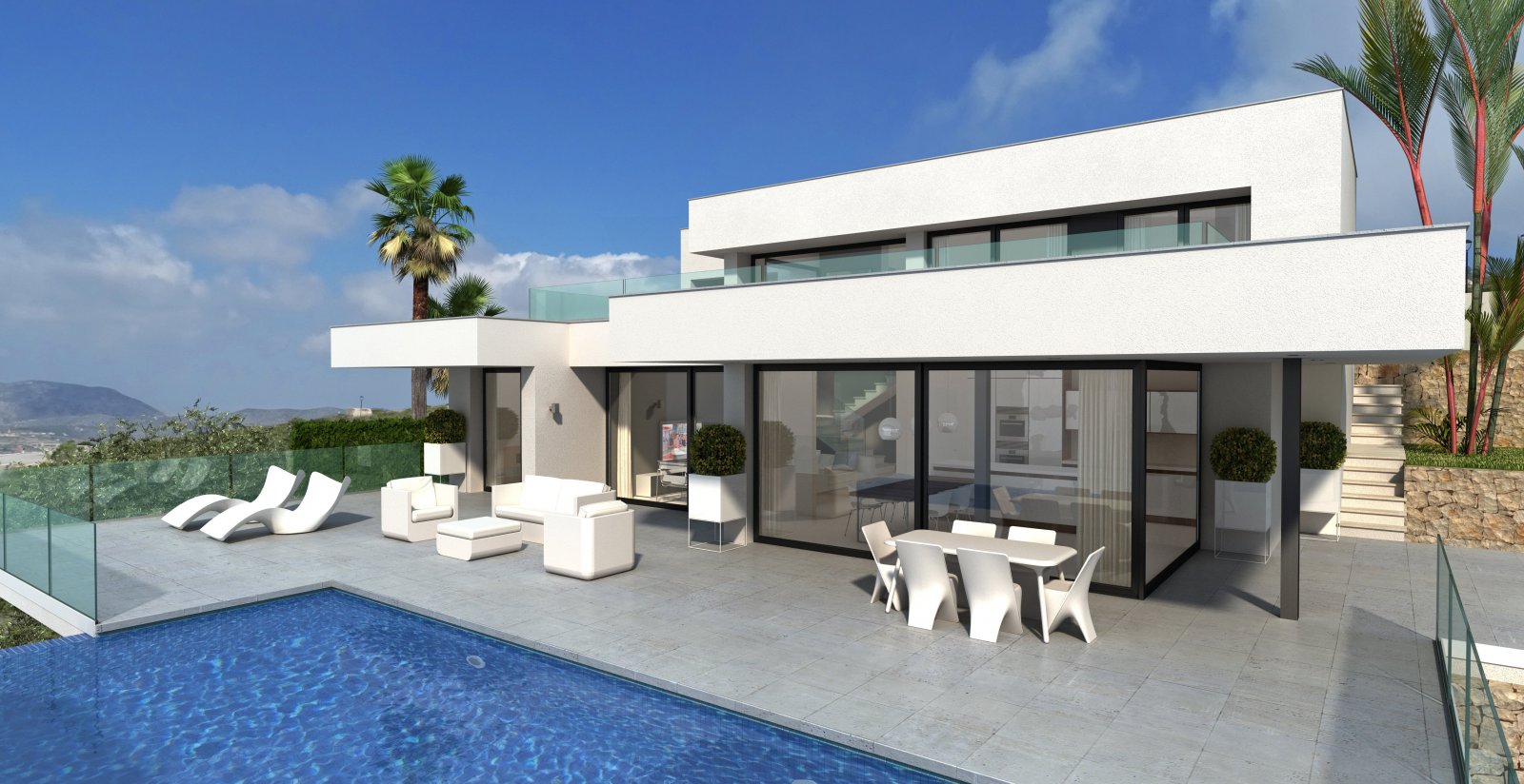 In der exklusiven Gegend von Cumbre del Sol gelegen, bietet diese Villa eine privilegierte Umgebung nur 500 Meter vom Meer entfernt. Entworfen für di