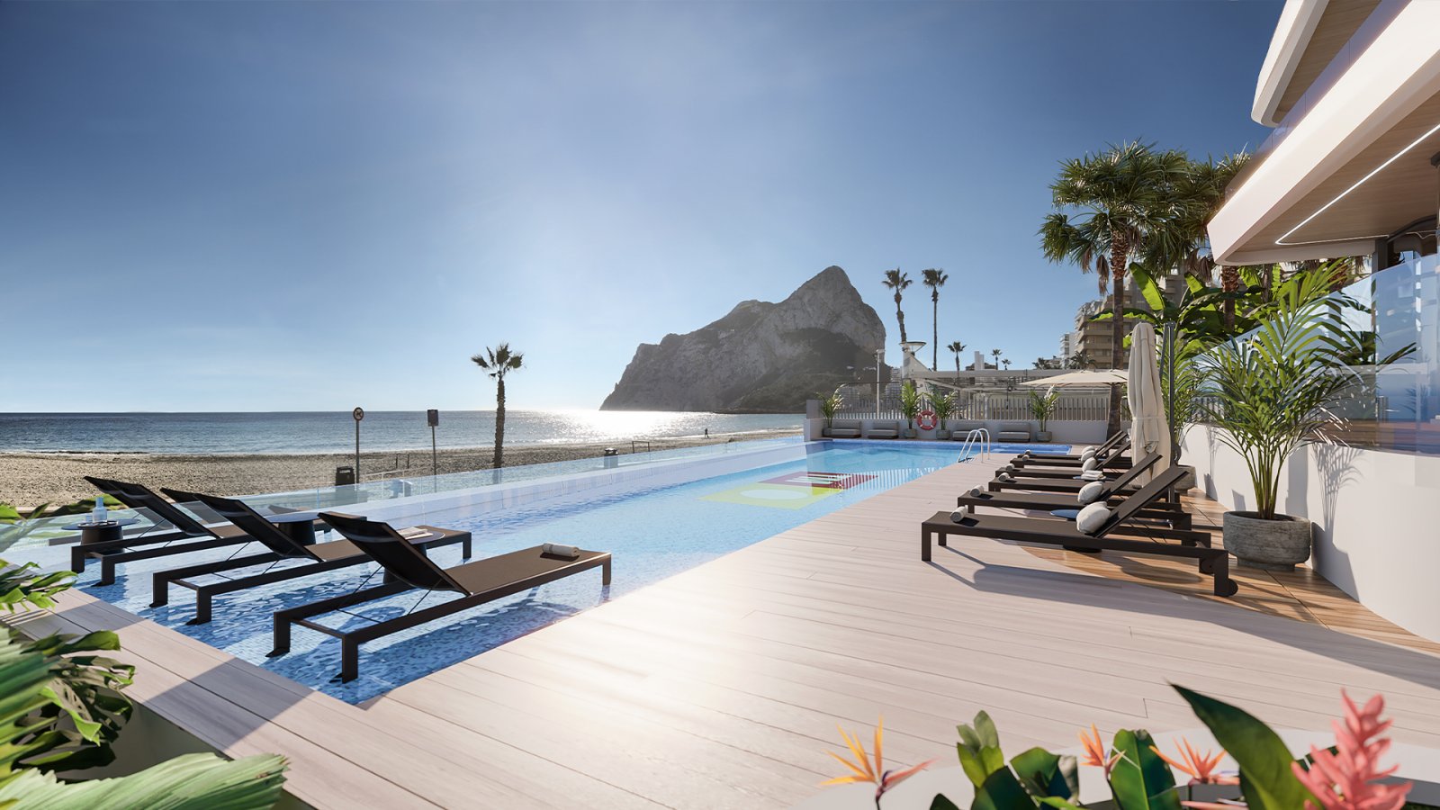 Azure Icons by TM befindet sich in erster Linie des La Fossa-Strandes in Calpe, mit zwei Fußgängerzugängen, einem über die Avenida Juan Carlos I und