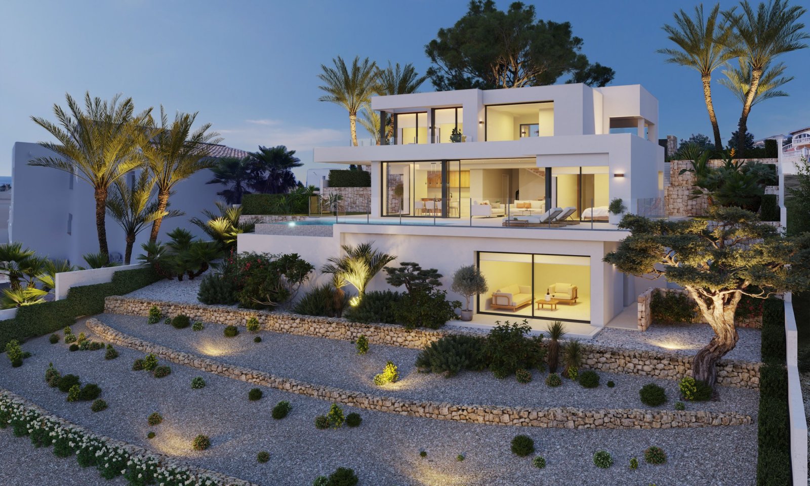  In der exklusiven Gegend von Cumbre del Sol gelegen, bietet diese Villa ein einzigartiges Wohnerlebnis mit beeindruckendem Meerblick. Entworfen für d