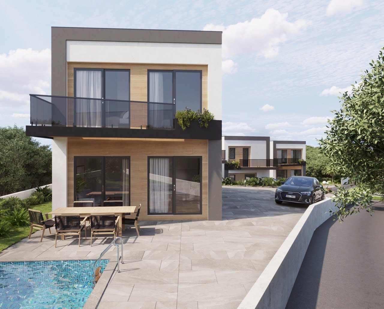 In der charmanten Stadt Finestrat gelegen, bietet dieses exklusive Immobilienangebot zwei unabhängige Häuser, die durch ihr modernes und funktionales