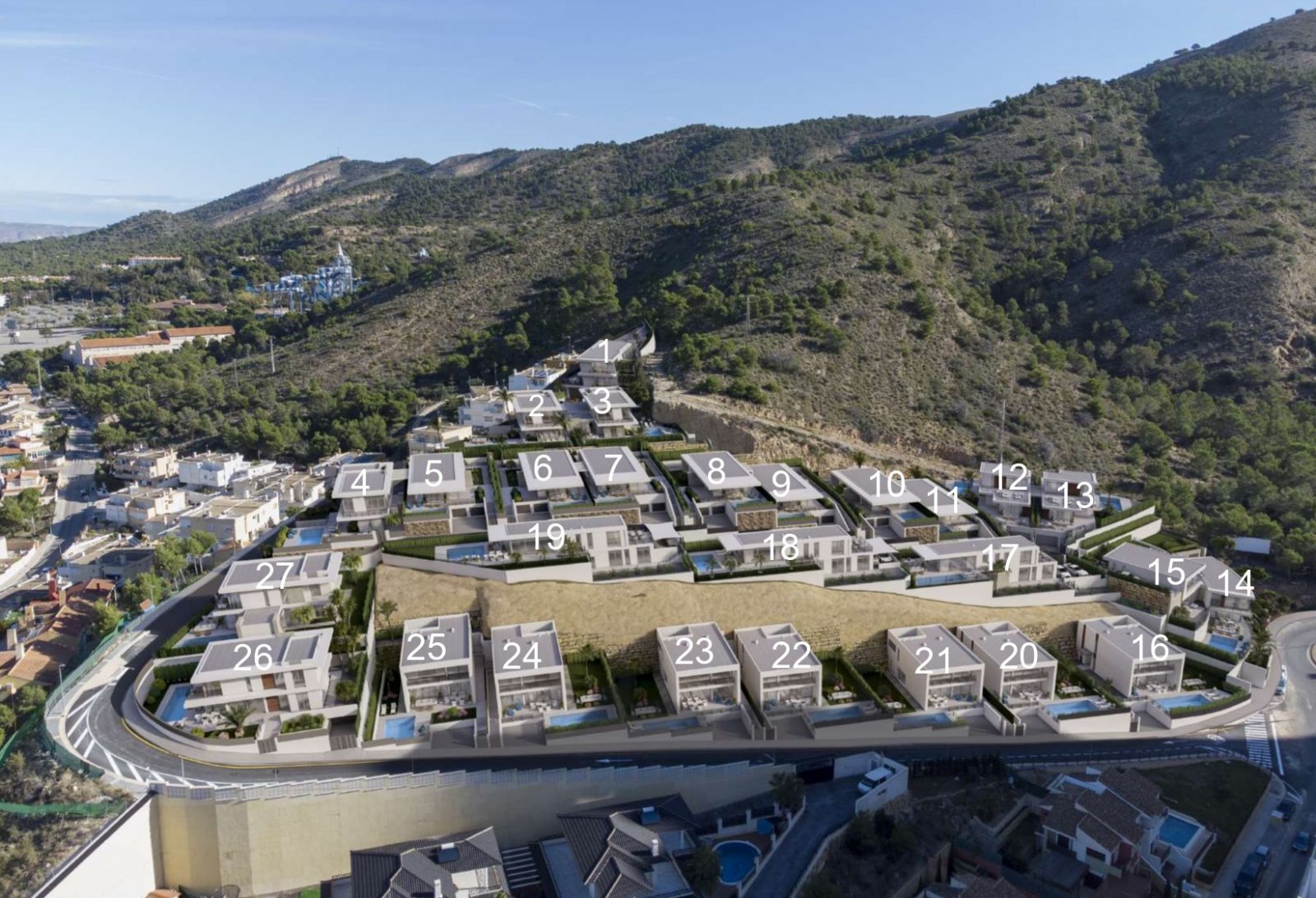 In der pulsierenden Stadt Benidorm gelegen, bieten diese exklusiven Villen einen unvergleichlichen Lebensstil nur einen Kilometer vom Meer entfernt.