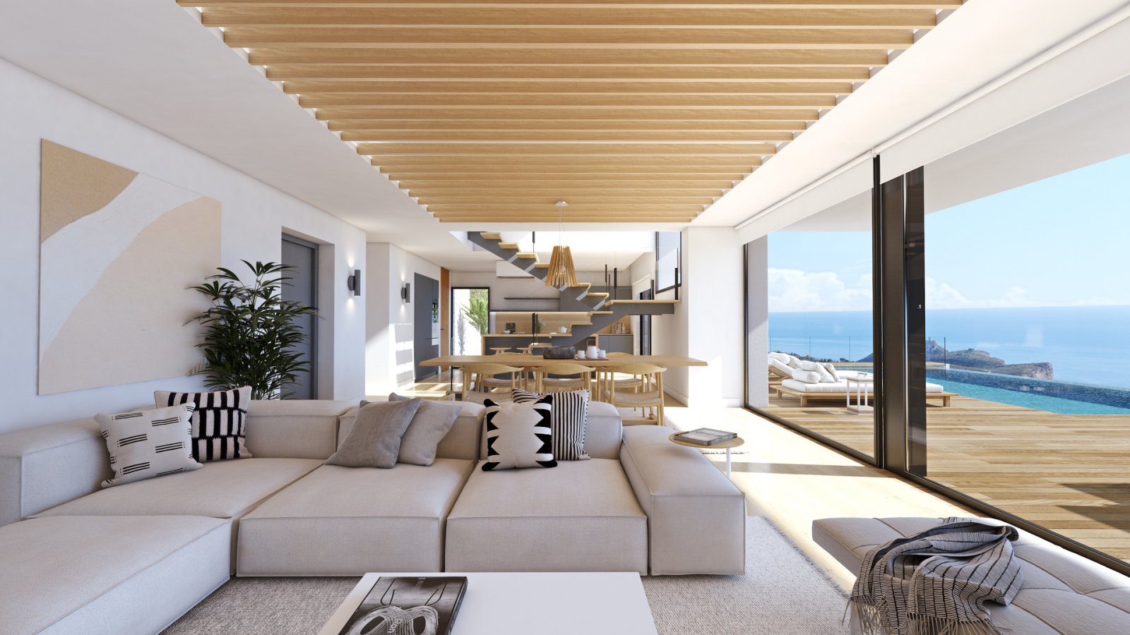  In der exklusiven Gegend von Cumbre del Sol gelegen, bietet diese Villa eine privilegierte Umgebung mit Meerblick. Entworfen für diejenigen, die ein 