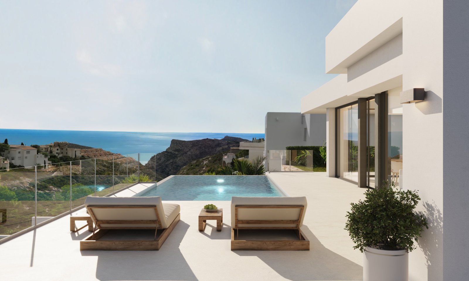  In der exklusiven Gegend von Cumbre del Sol gelegen, bietet diese Villa ein einzigartiges Wohnerlebnis mit beeindruckendem Meerblick. Entworfen für d