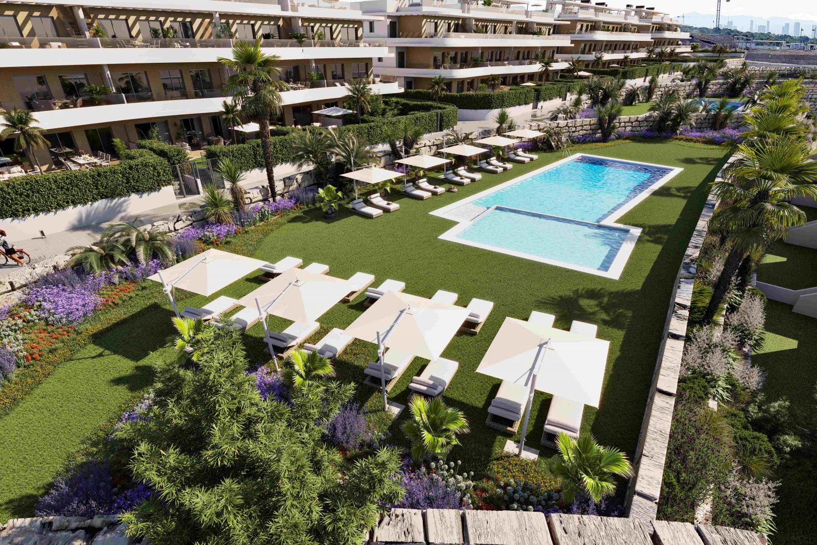  Exklusive Wohnanlage in einer der privilegiertesten Gegenden von Finestrat, nur wenige Minuten von den Stränden von Benidorm entfernt. Dieser Komplex