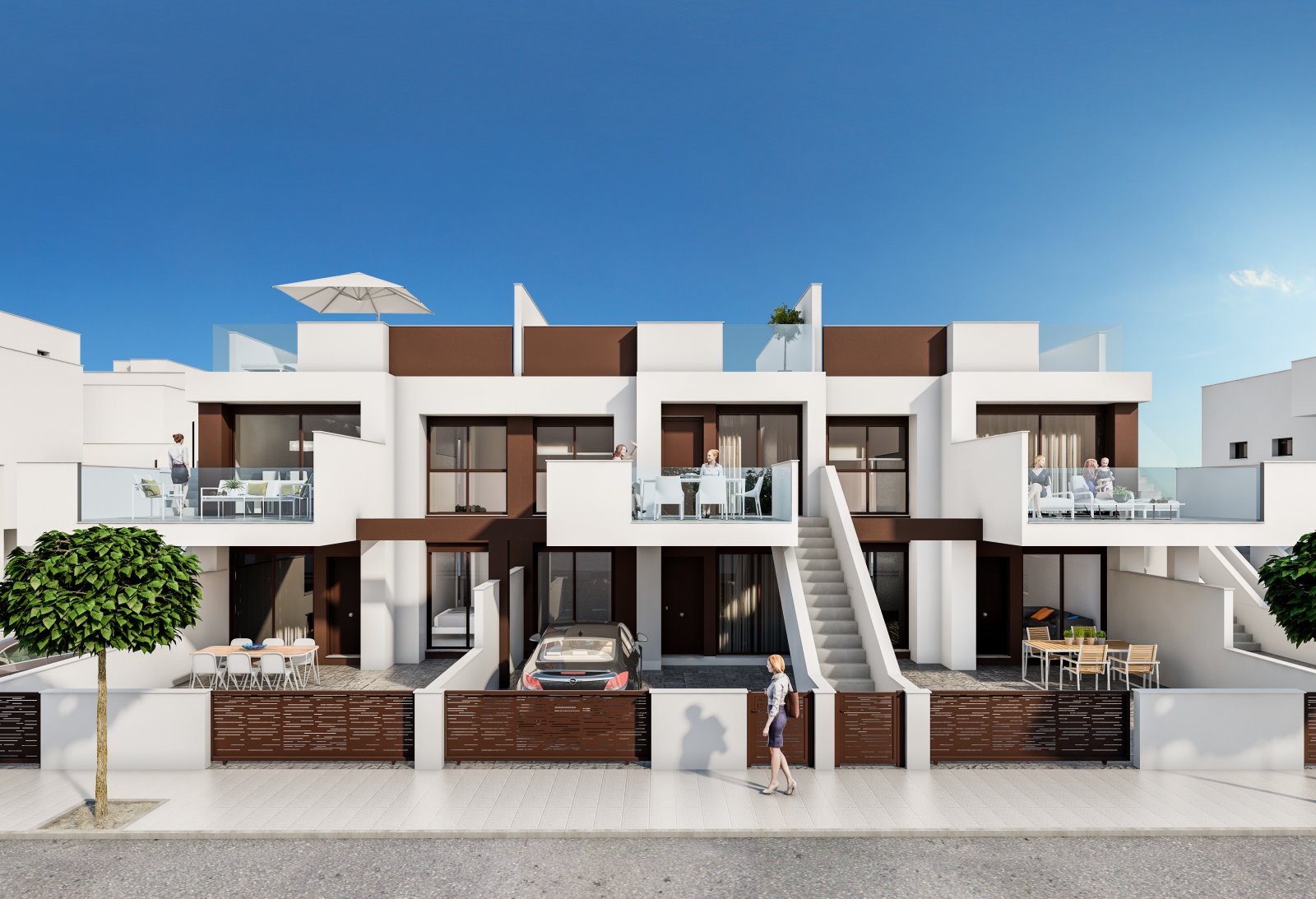  In der charmanten Stadt Pilar de la Horadada gelegen, bietet dieses Bungalow-Ensemble ein einzigartiges Wohnerlebnis in erster Meereslinie. Mit garan