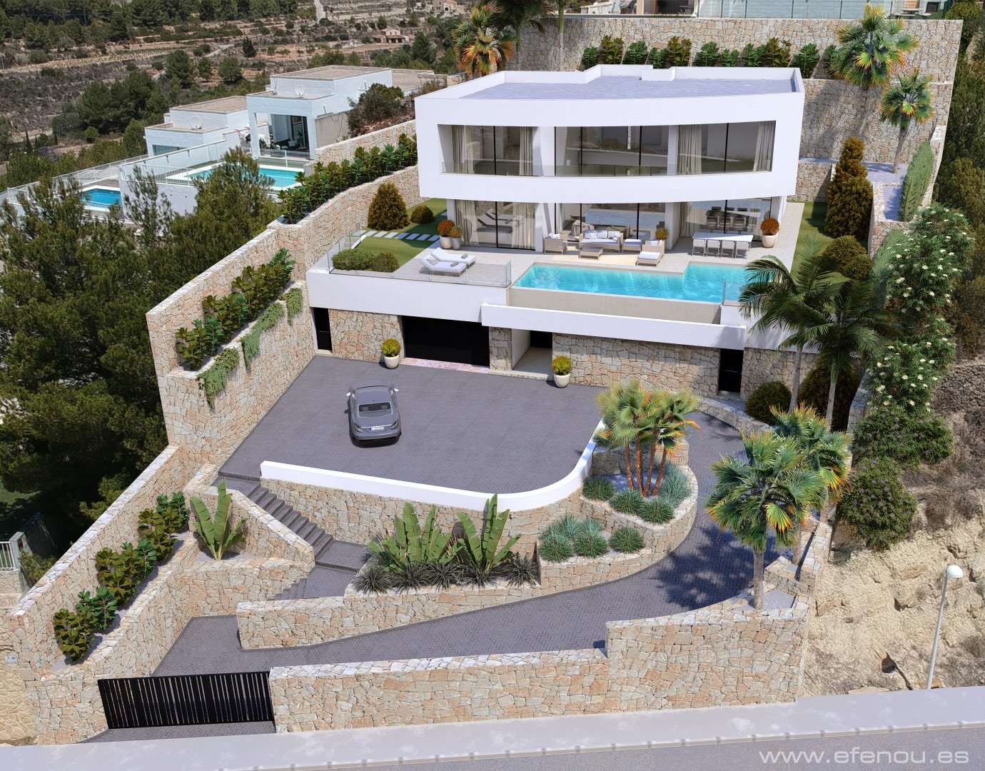 Calpe:  Diese Villa in der schönen Stadt Calpe bietet ein außergewöhnliches Wohnerlebnis mit Meerblick. Die Immobilie befindet sich nur 20 km vom Flughafen e 