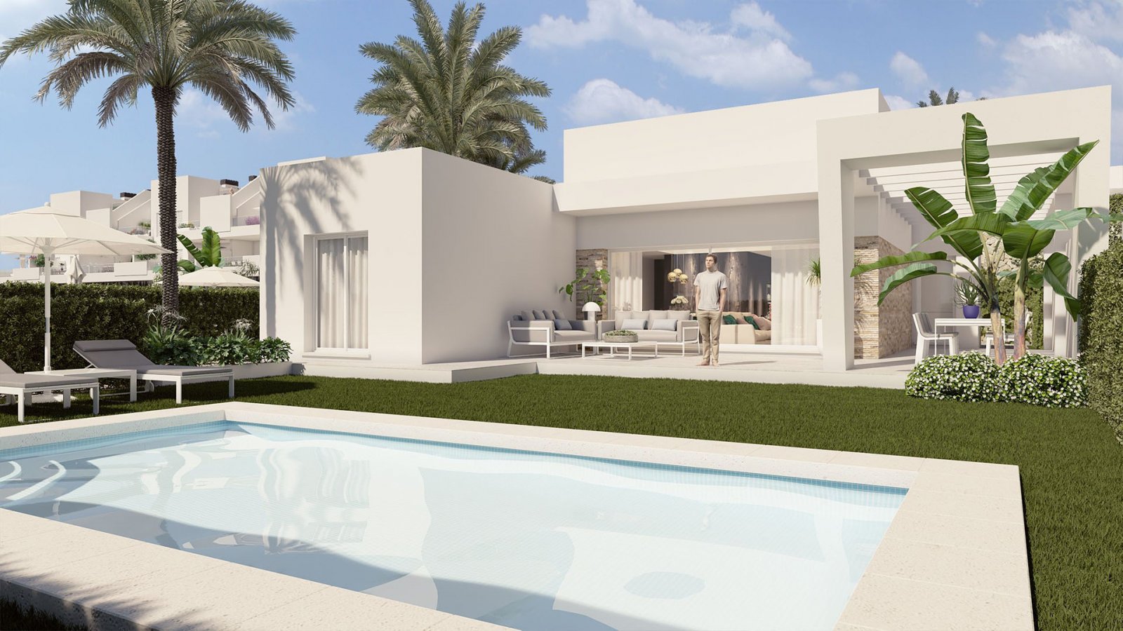 In der prestigeträchtigen Umgebung von La Finca Golf gelegen, bietet diese Wohnanlage eine Auswahl von 14 Immobilien, darunter freistehende Villen, B