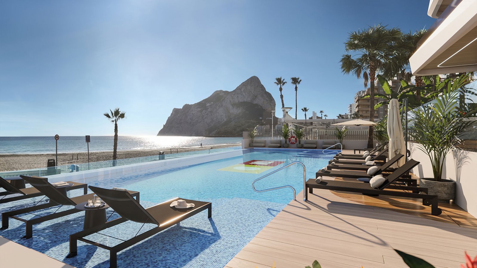 Calpe:  In der schönen Stadt Calpe gelegen, bietet diese exklusive Wohnanlage ein einzigartiges Wohnerlebnis in erster Strandlinie. Mit insgesamt 52 Einheite 