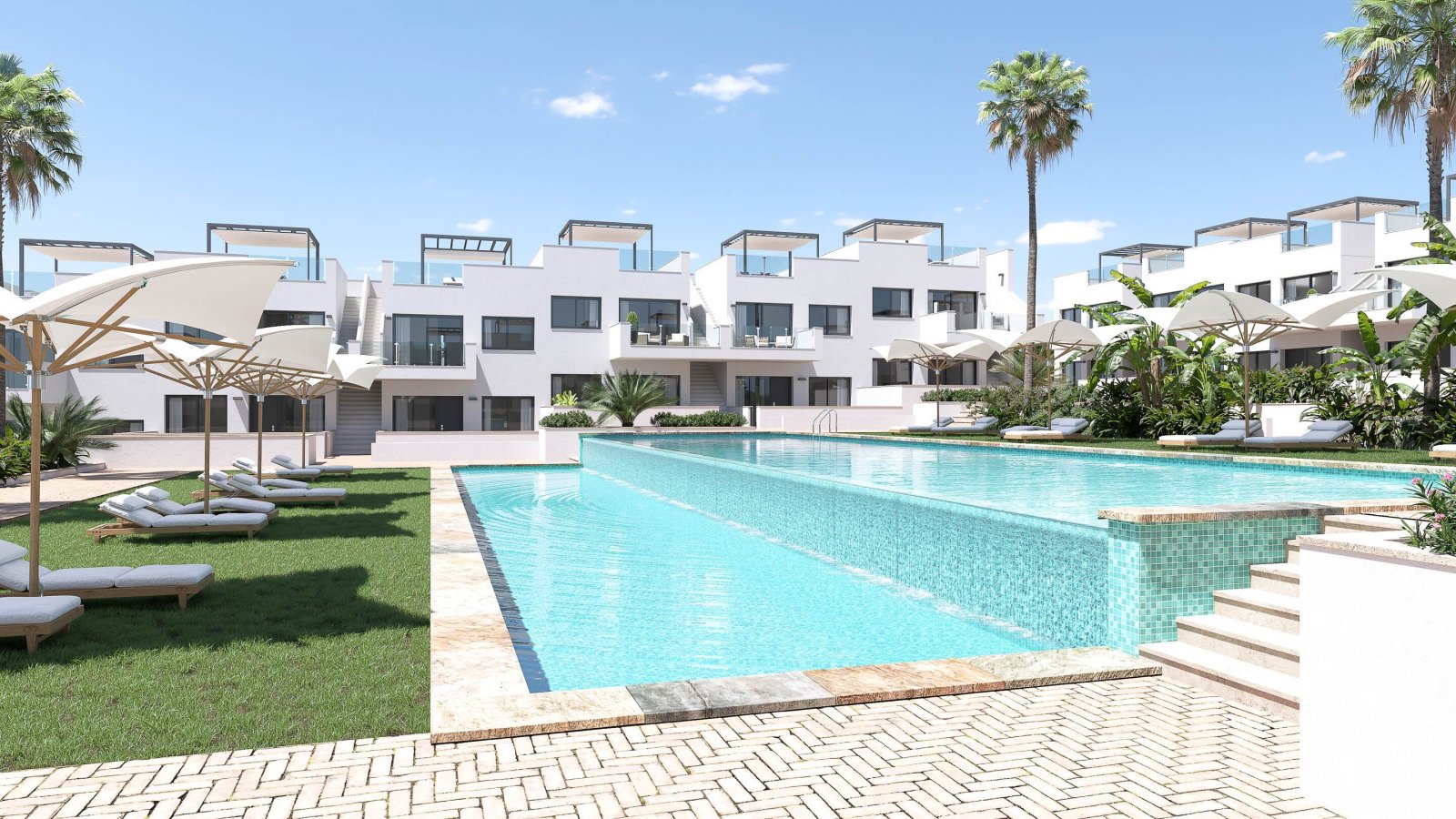 Los Balcones:  In der charmanten Stadt Torrevieja gelegen, bietet dieser Wohnkomplex eine Auswahl von 34 High-Bungalow- und Low-Bungalow-Immobilien. Diese Wohnungen 