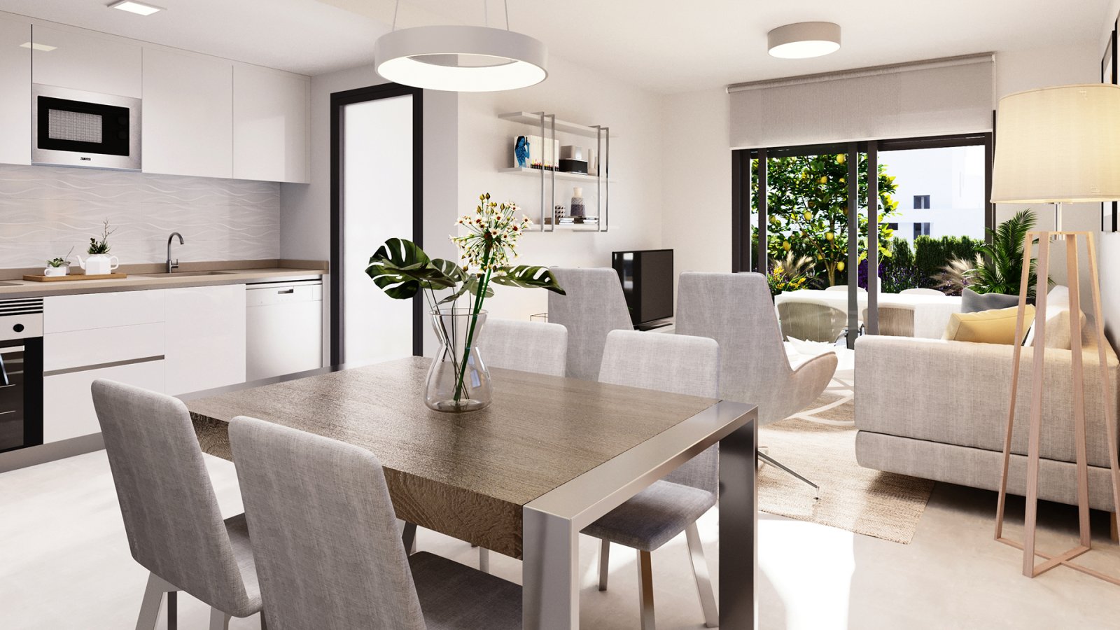 Im charmanten Ort Busot gelegen, bietet diese Wohnanlage 13 Reihenhäuser, die Komfort und Funktionalität vereinen. Die Immobilien sind so konzipiert,