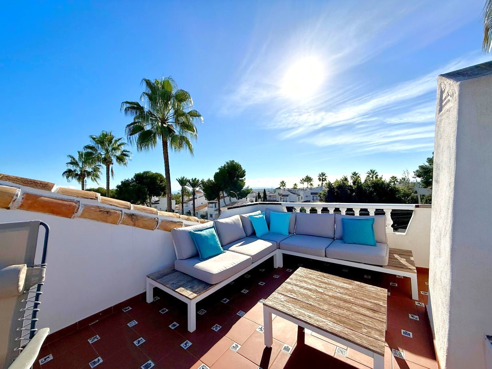   A traditional Spanish style very well maintained villa of 150 m2 including terraces,
on ground floor 3 bedrooms, of which two&amp;nbsp;wit