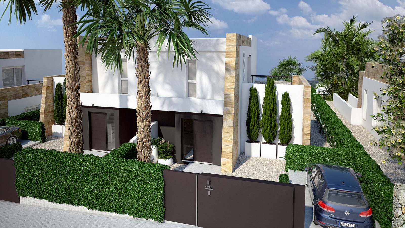In der prestigeträchtigen Umgebung von La Finca Golf gelegen, bietet diese Wohnanlage eine exklusive Auswahl von 18 Residenzen, verteilt auf Doppelha