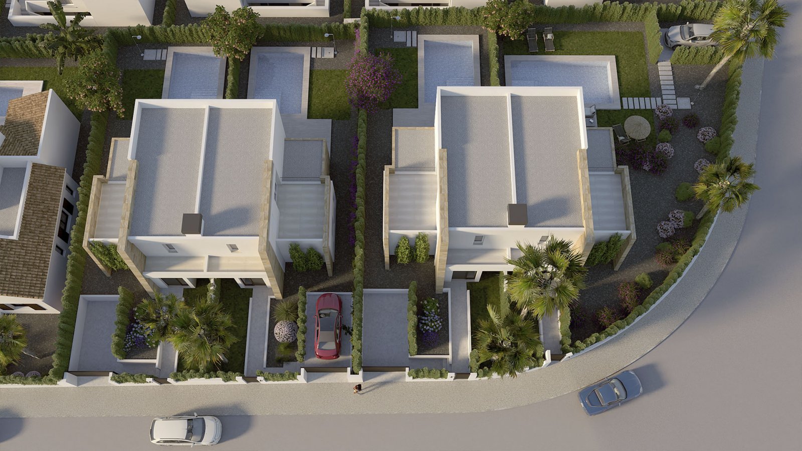 In der prestigeträchtigen Umgebung von La Finca Golf gelegen, bietet diese Wohnanlage eine exklusive Auswahl von 18 Residenzen, verteilt auf Doppelha