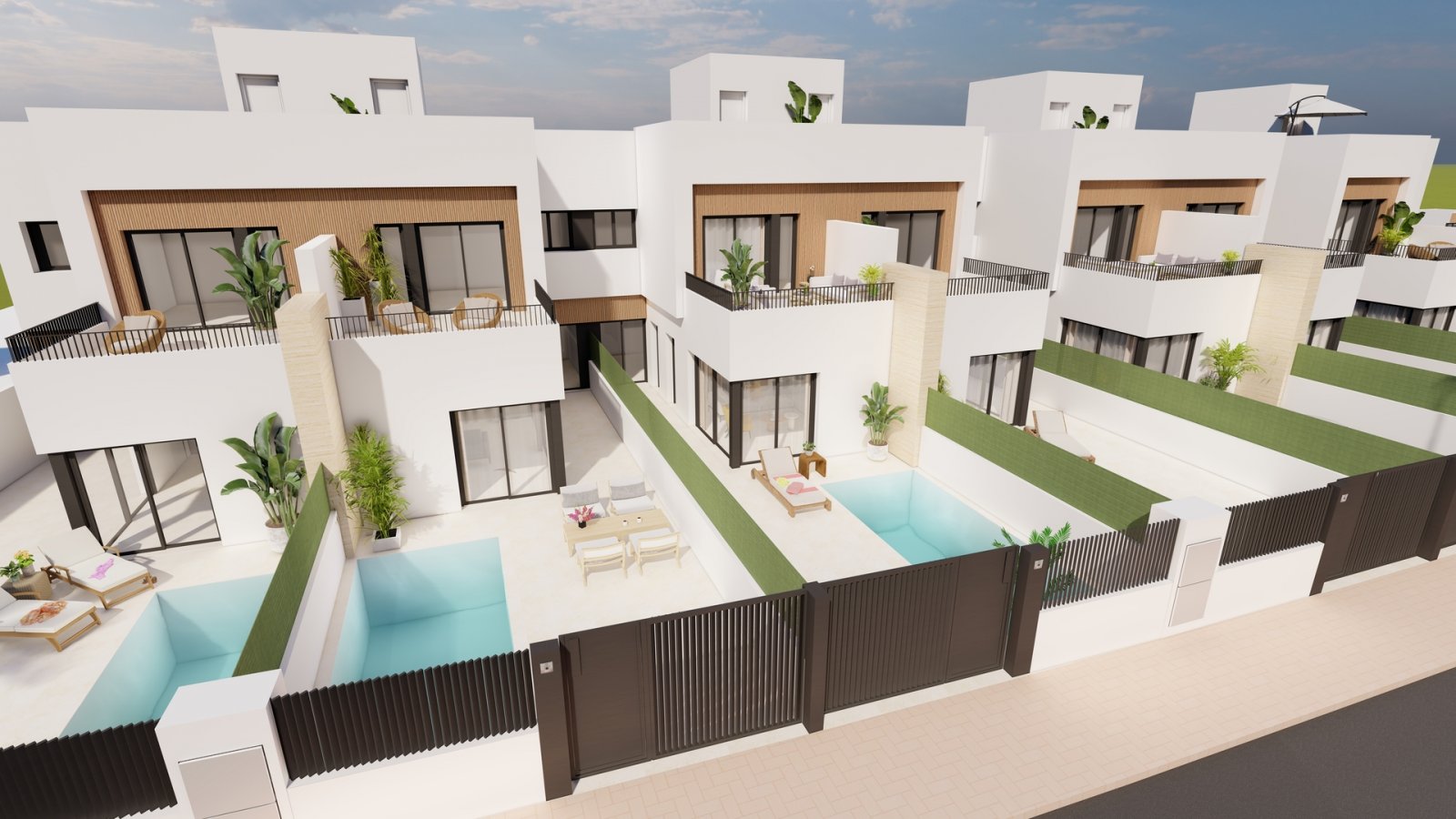 In der charmanten Stadt San Javier gelegen, bietet diese Wohnanlage eine exklusive Auswahl von 12 Reihenhäusern. Entworfen für diejenigen, die ein Zu