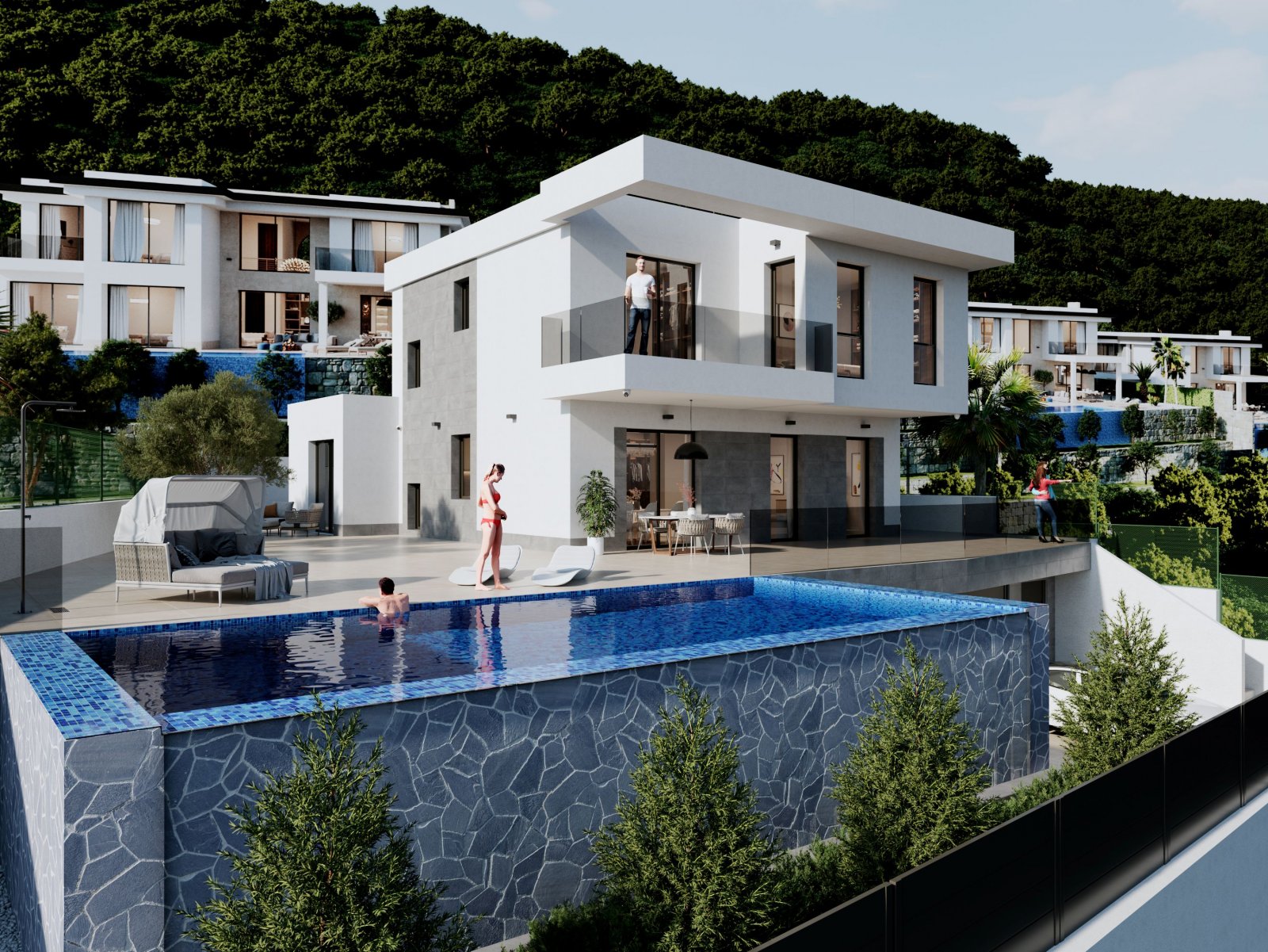 Finestrat:  Diese Villa bietet eine privilegierte Umgebung mit Meerblick. Die Immobilie befindet sich nur 5 km von der Küste entfernt, was es ermöglicht, die Mee 