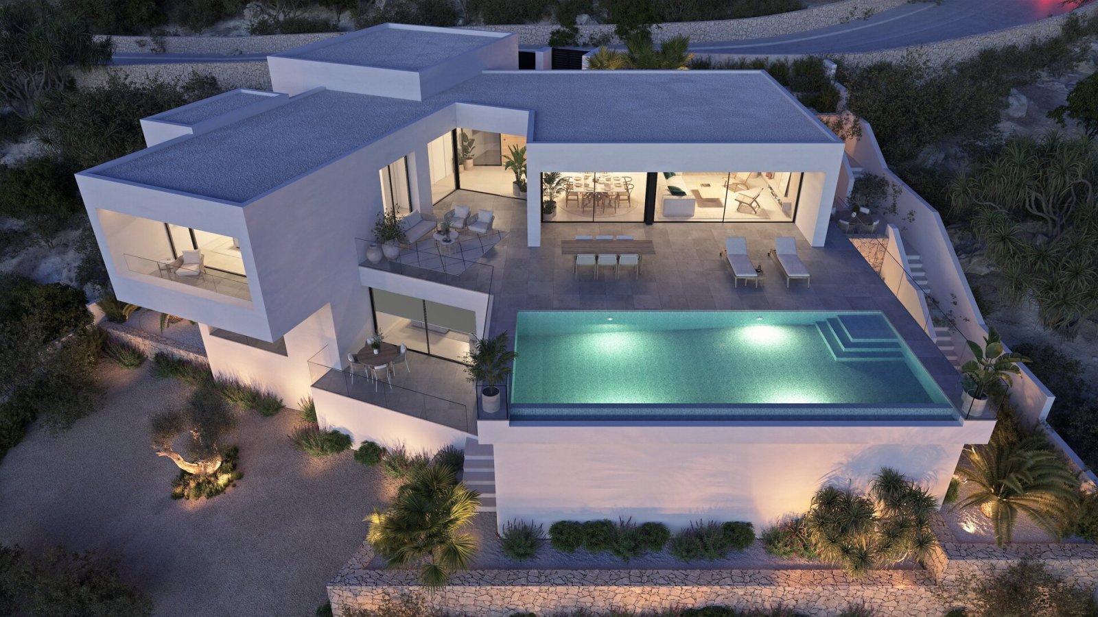  In der exklusiven Gegend von Cumbre del Sol gelegen, bietet diese Villa eine privilegierte Umgebung mit beeindruckendem Meerblick. Die Immobilie befi