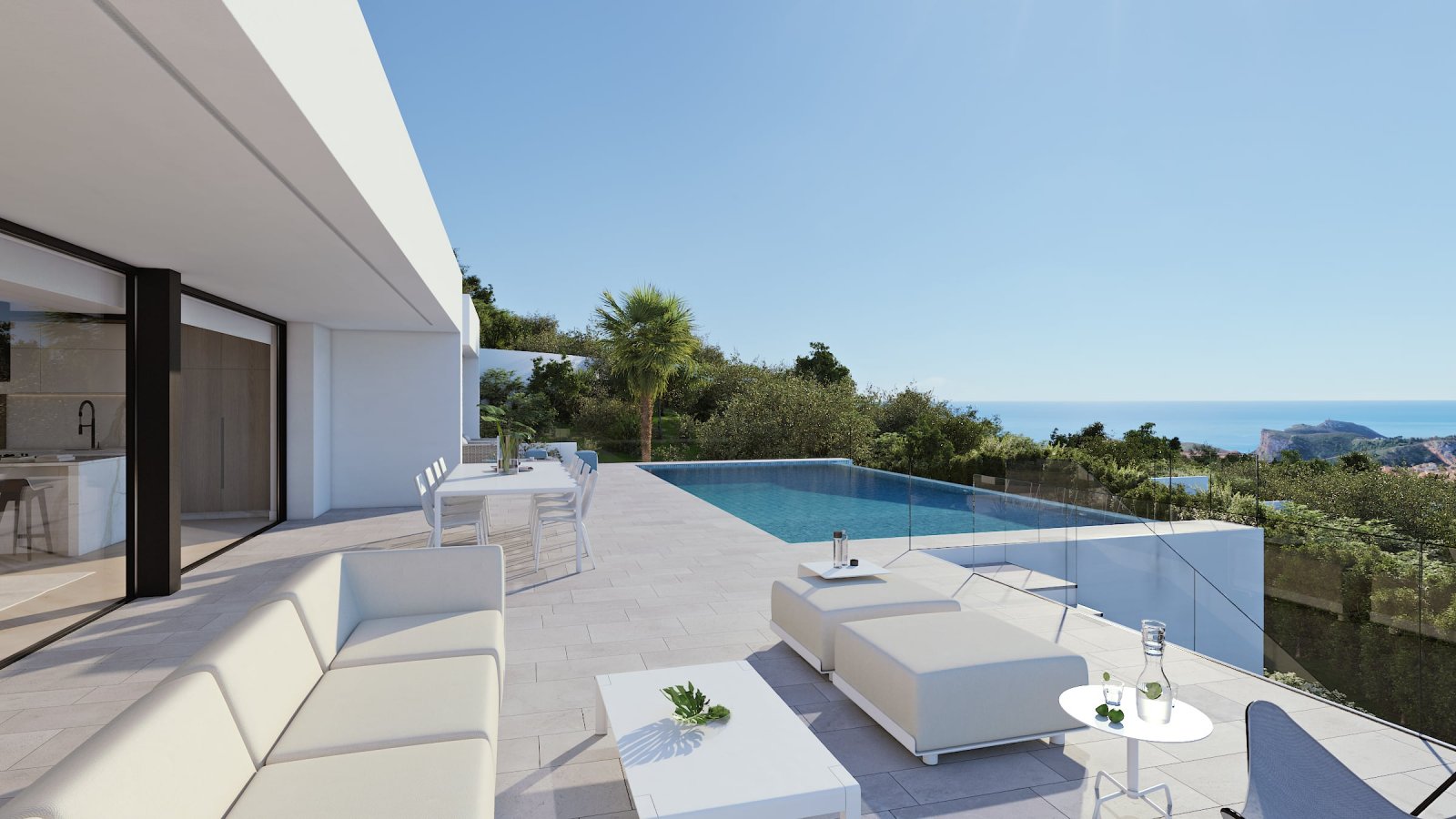 In der exklusiven Gegend von Cumbre del Sol gelegen, bietet diese Villa eine privilegierte Umgebung mit Meerblick. Die Immobilie befindet sich nur 0,