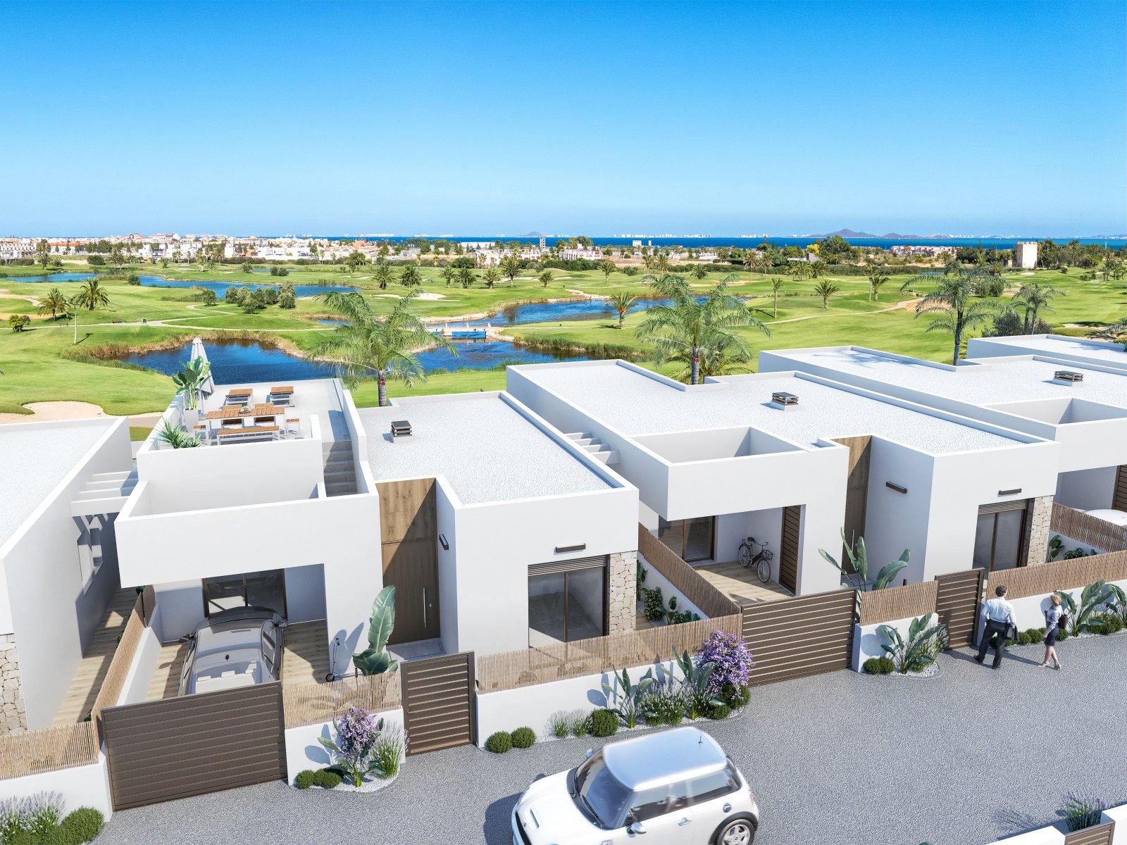 Im charmanten Ort Los Alcázares gelegen, bietet diese exklusive Sammlung freistehender Chalets ein einzigartiges Wohnerlebnis mit Meerblick. Mit nur