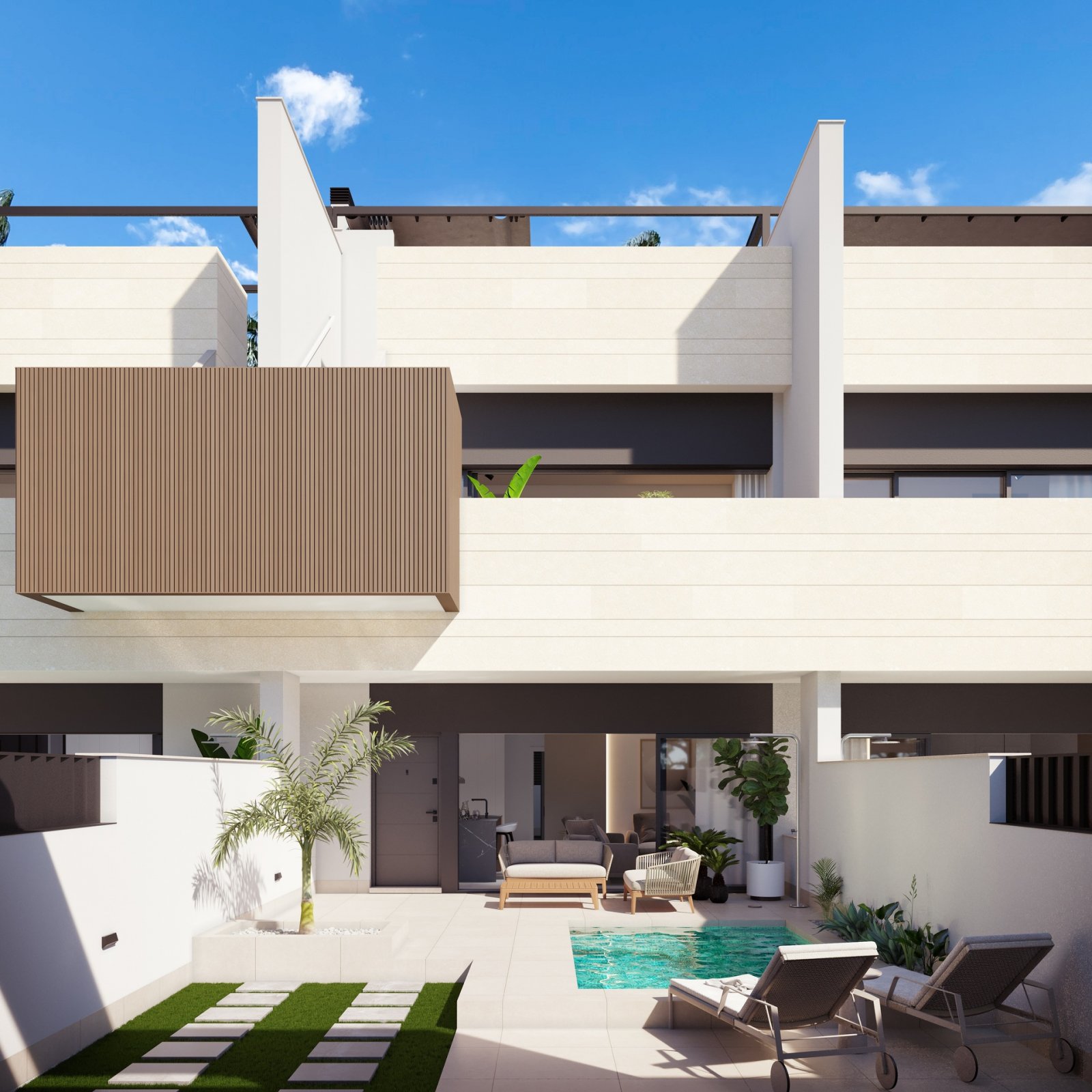 In der charmanten Gemeinde Pilar de la Horadada gelegen, bietet diese exklusive Wohnanlage neun einzigartige Immobilien. Die Typologie-Optionen umfas